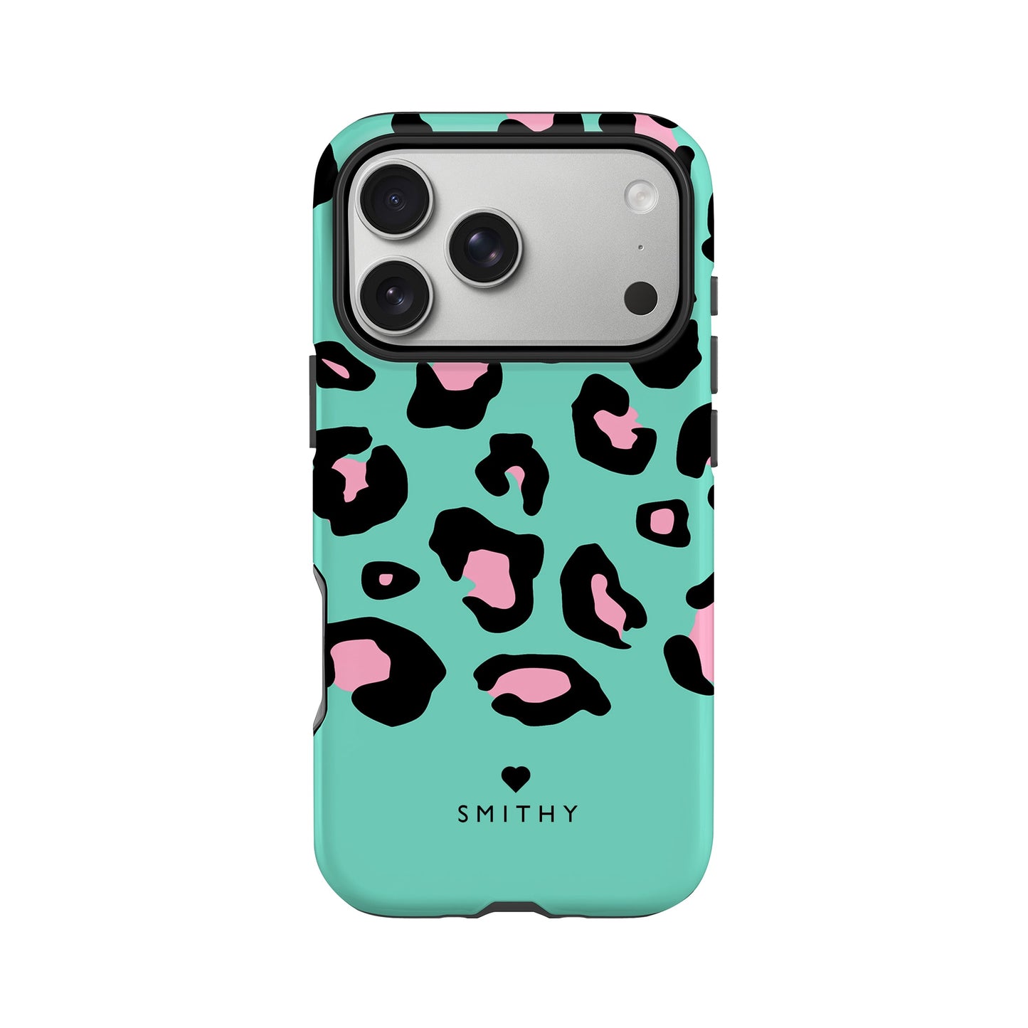 Personalised Blue and Baby Pink Leopard Print Case iPhone 17 Pro Phone Case