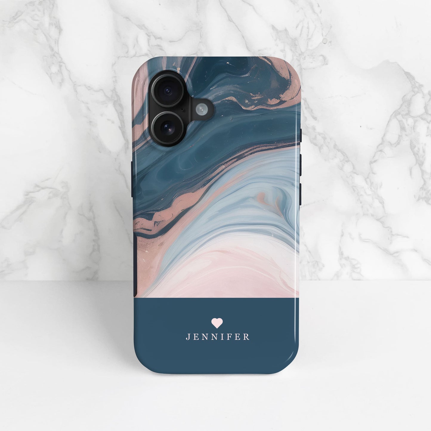 Rose Gold and Blue Marble Personalised Phone Case  Phone Case