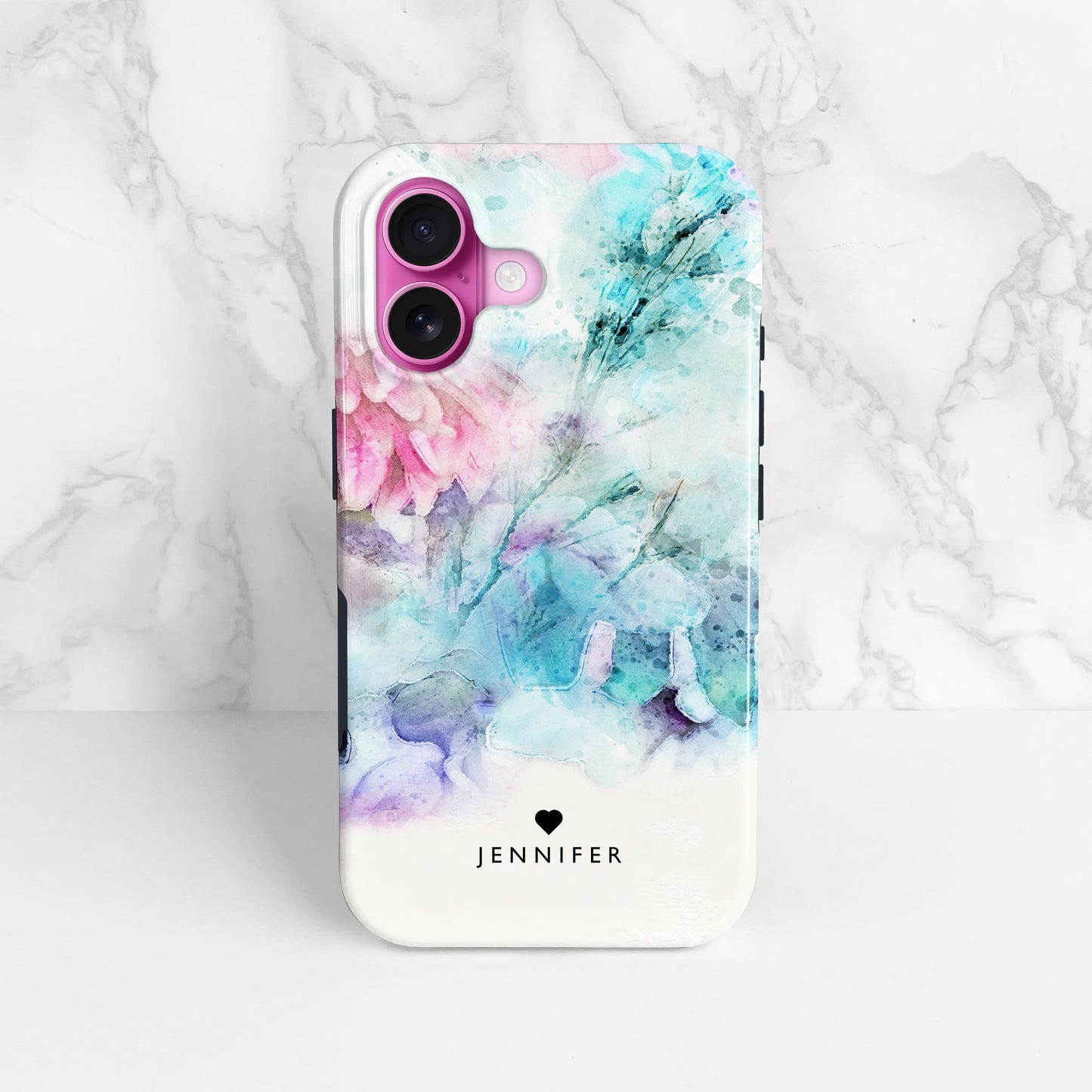Personalised Floral Marble Phone Case Phone Case