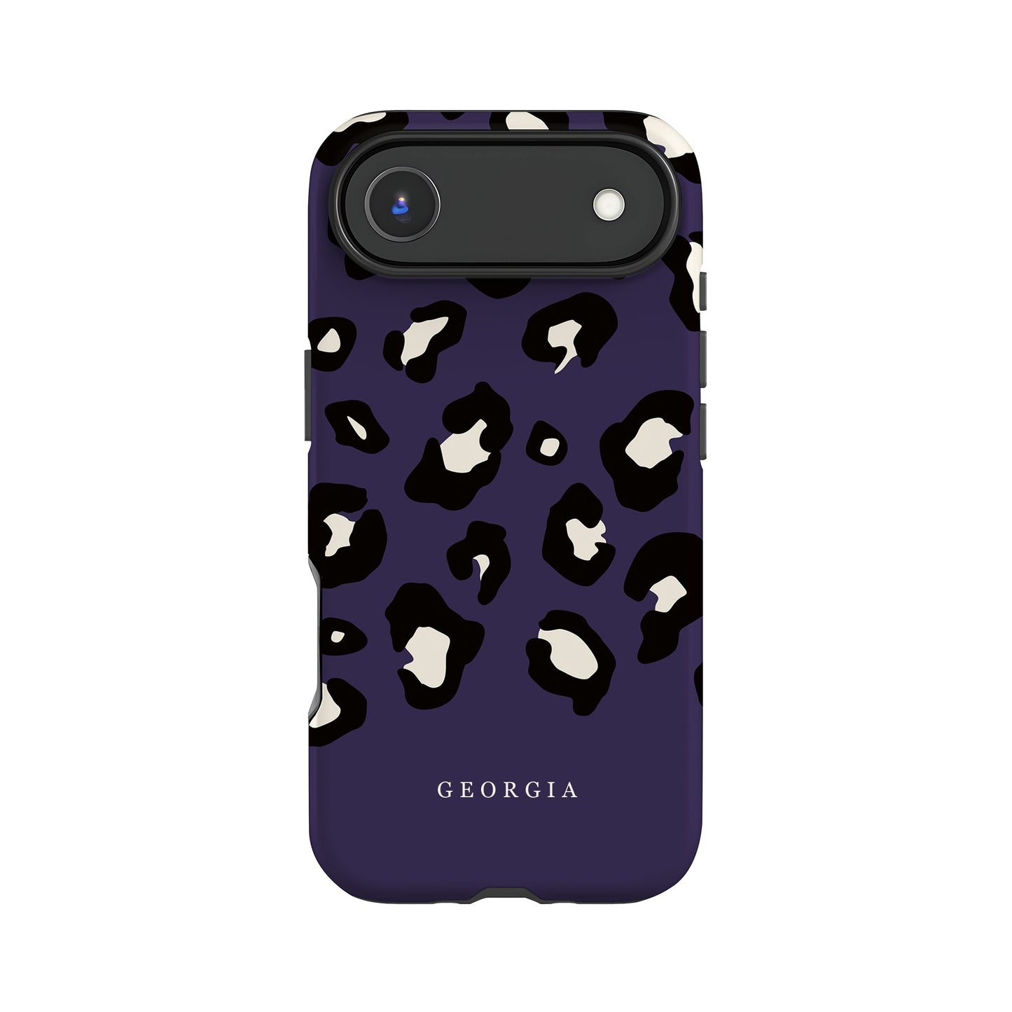 Dark Purple Custom Name Leopard Print Pattern Phone Case iPhone 17 Air Phone Case