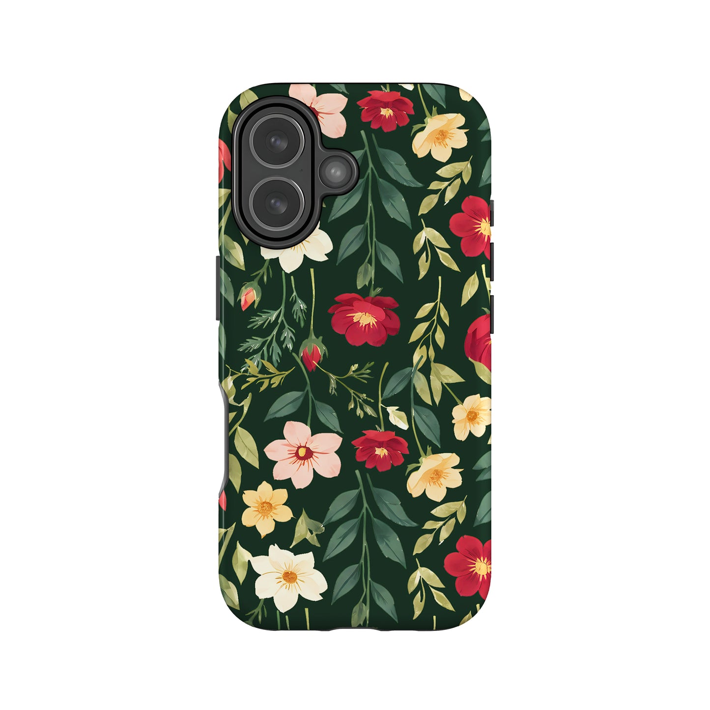 Dark Green Multicolour Floral Print Case iPhone 17 Phone Case