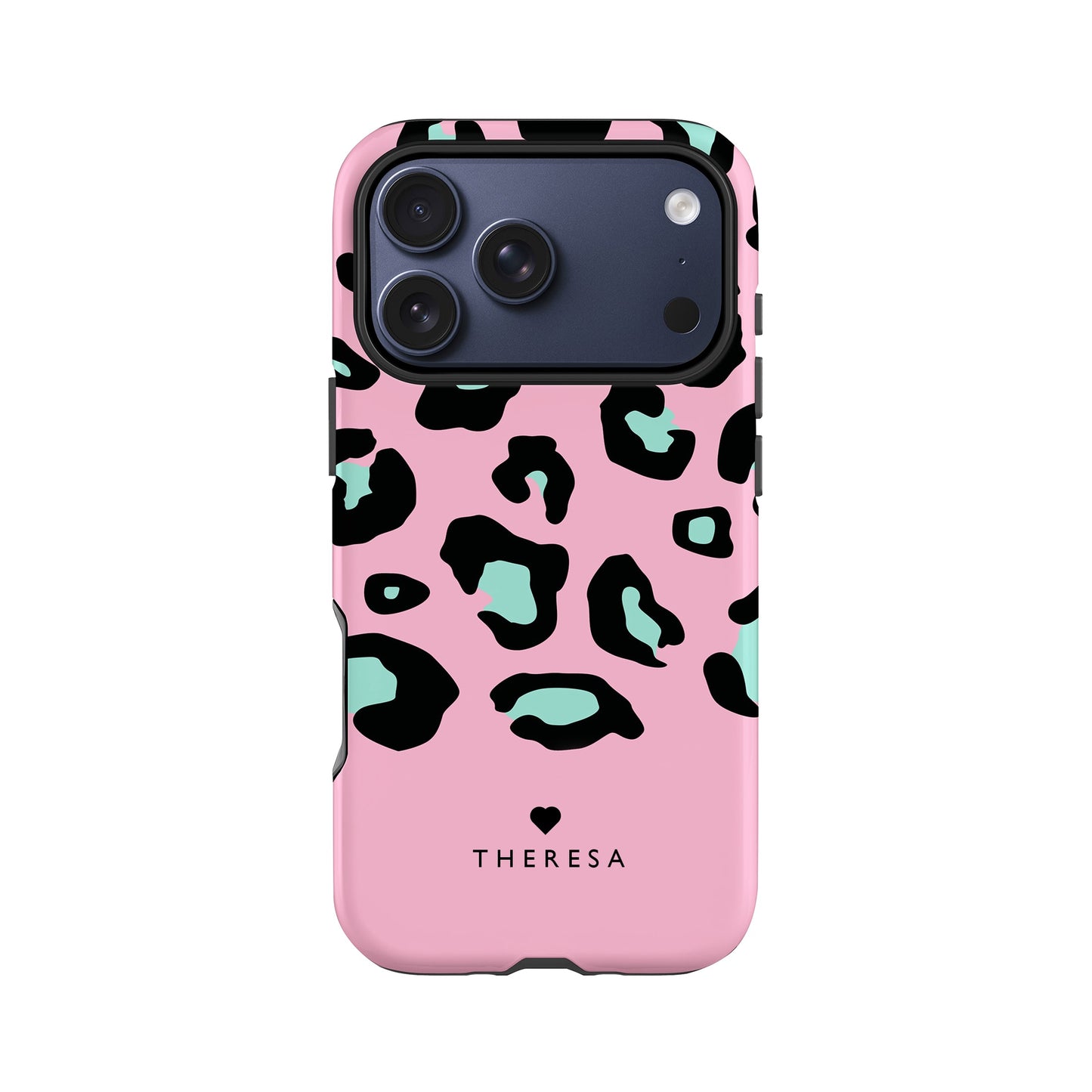 Personalised Pink And Blue Leopard Print Case iPhone 17 Pro Phone Case