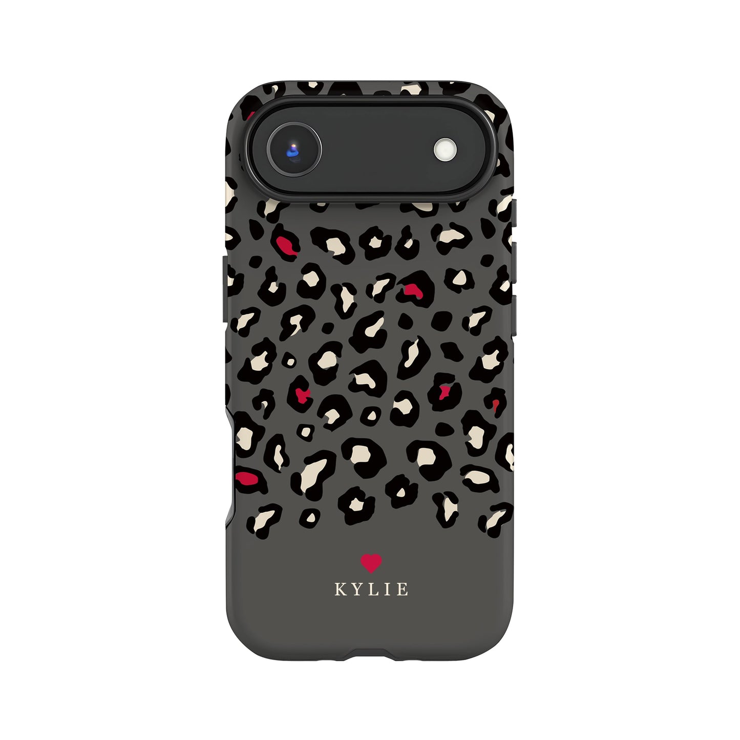 Personalised Red and Dark Grey Leopard Print Case Phone Case