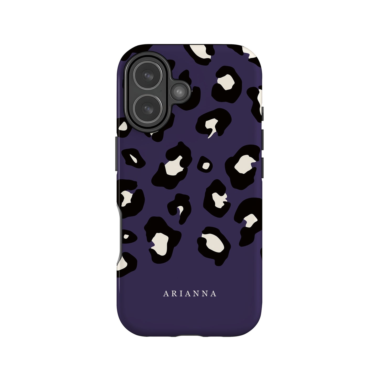 Dark Purple Custom Name Leopard Print Pattern Phone Case iPhone 17 Phone Case