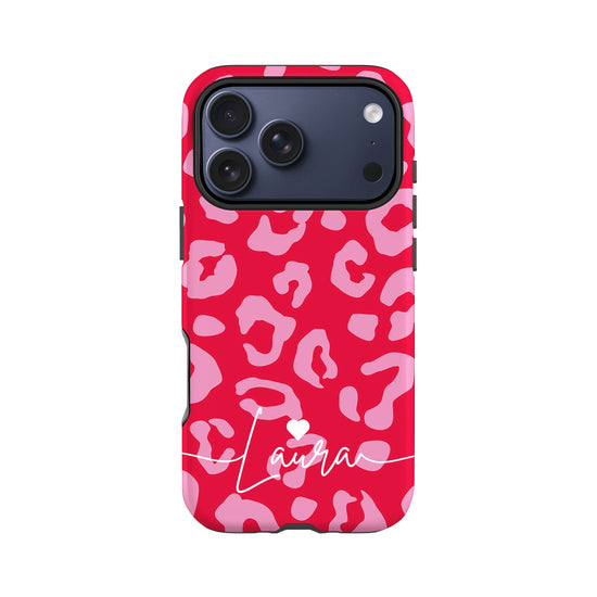 Personalised Red Pink Leopard Print Case Phone Case