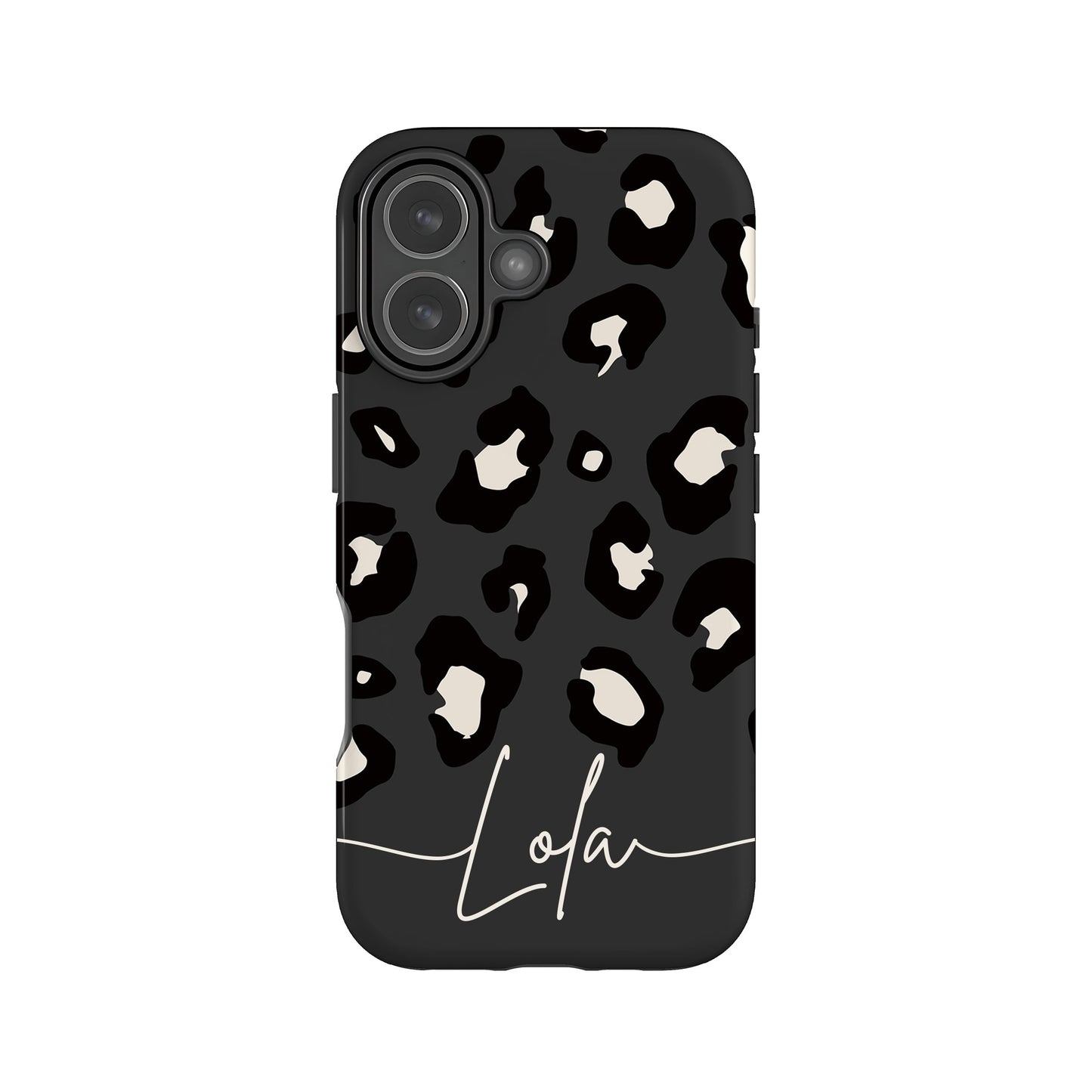Dark Grey Custom Name Leopard Print Pattern Phone Case iPhone 17 Phone Case