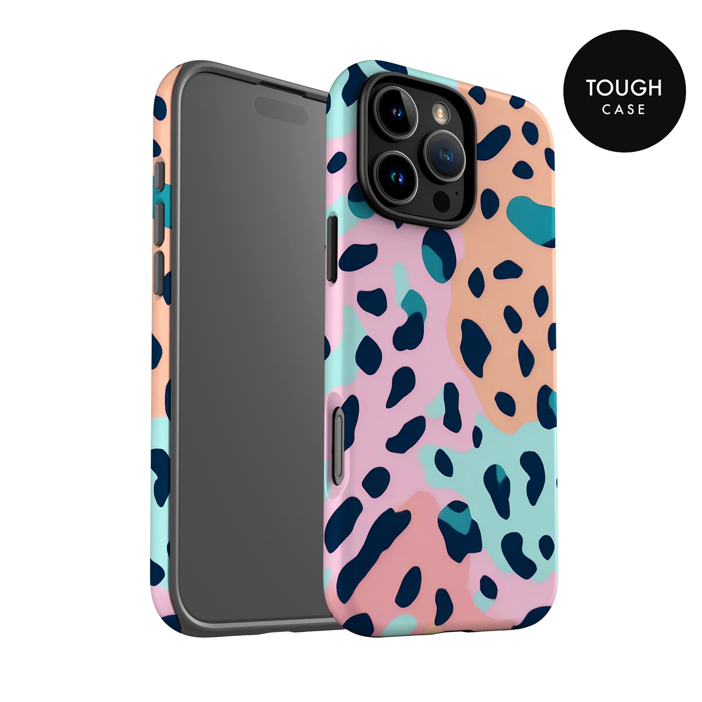 a colorful and patterned phone case with a leopard print design.