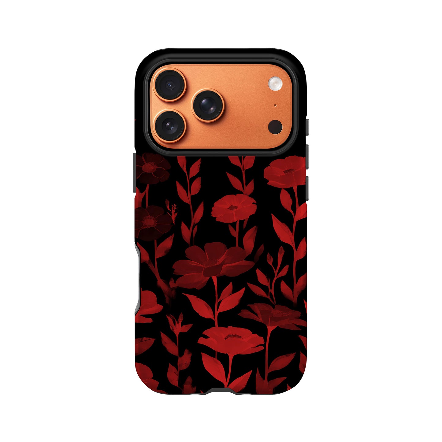 Red And Black Floral Print Phone Case iPhone 17 Pro Phone Case