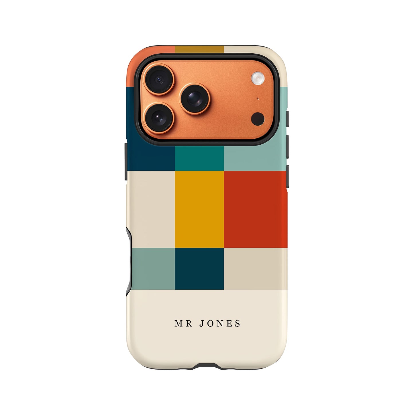 Retro Colour Blocks Custom Initials Phone Case Phone Case