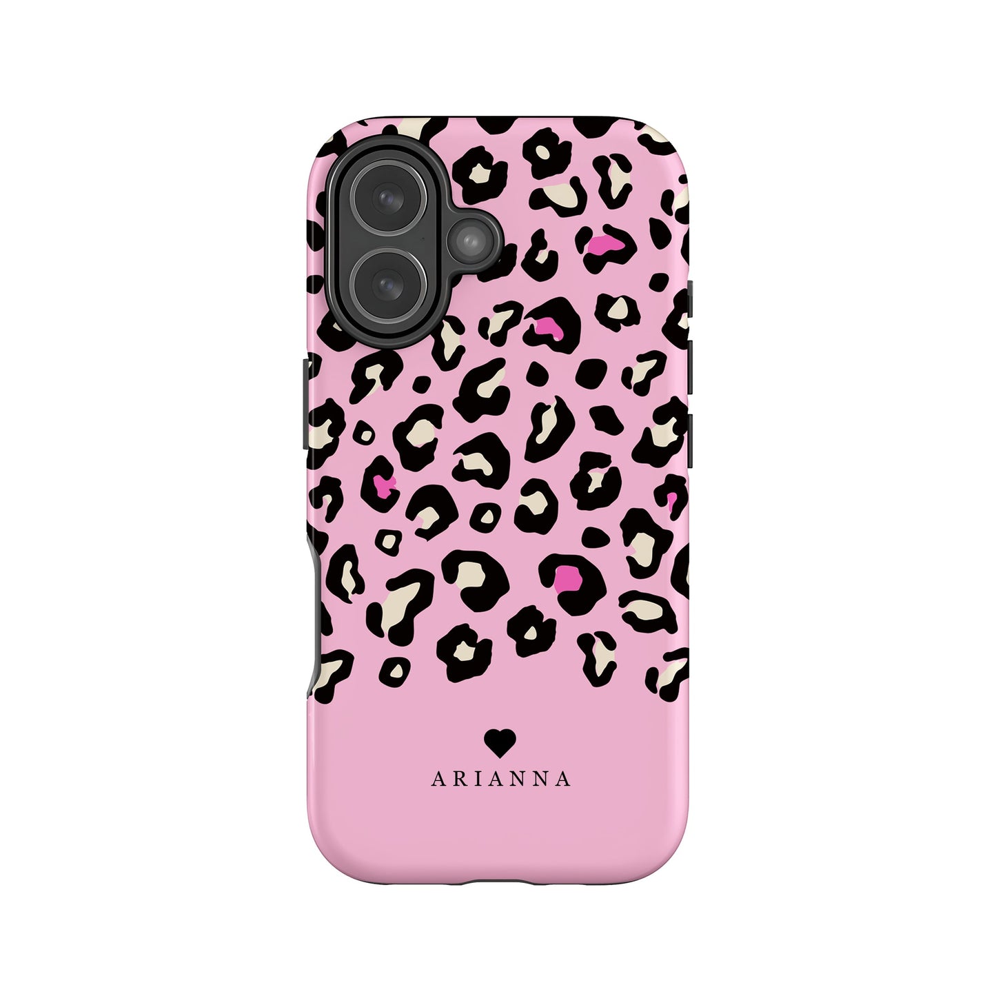 Pink Heart Personalised Leopard Print Case iPhone 17 Phone Case