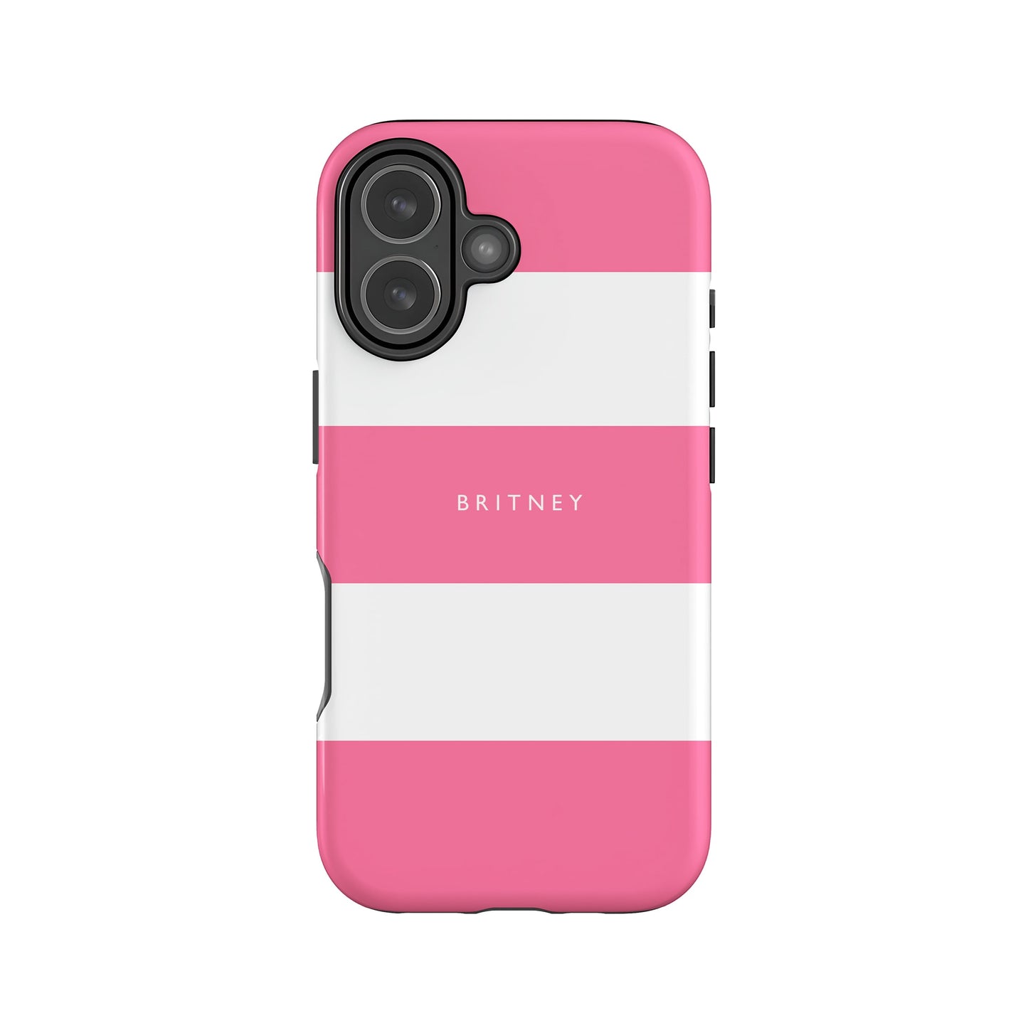 Pink Stripes Personalised Name Phone Case iPhone 17 Phone Case
