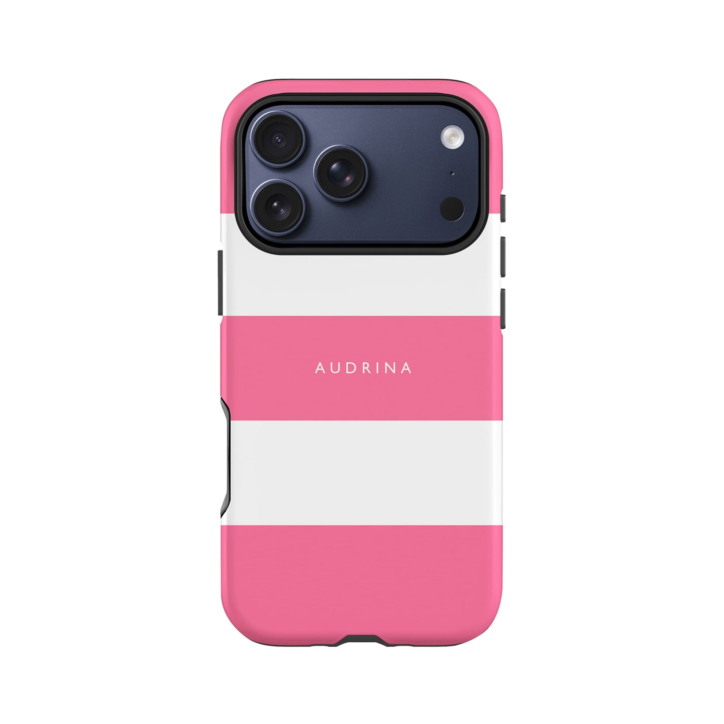 Pink Stripes Personalised Name Phone Case iPhone 17 Pro Phone Case