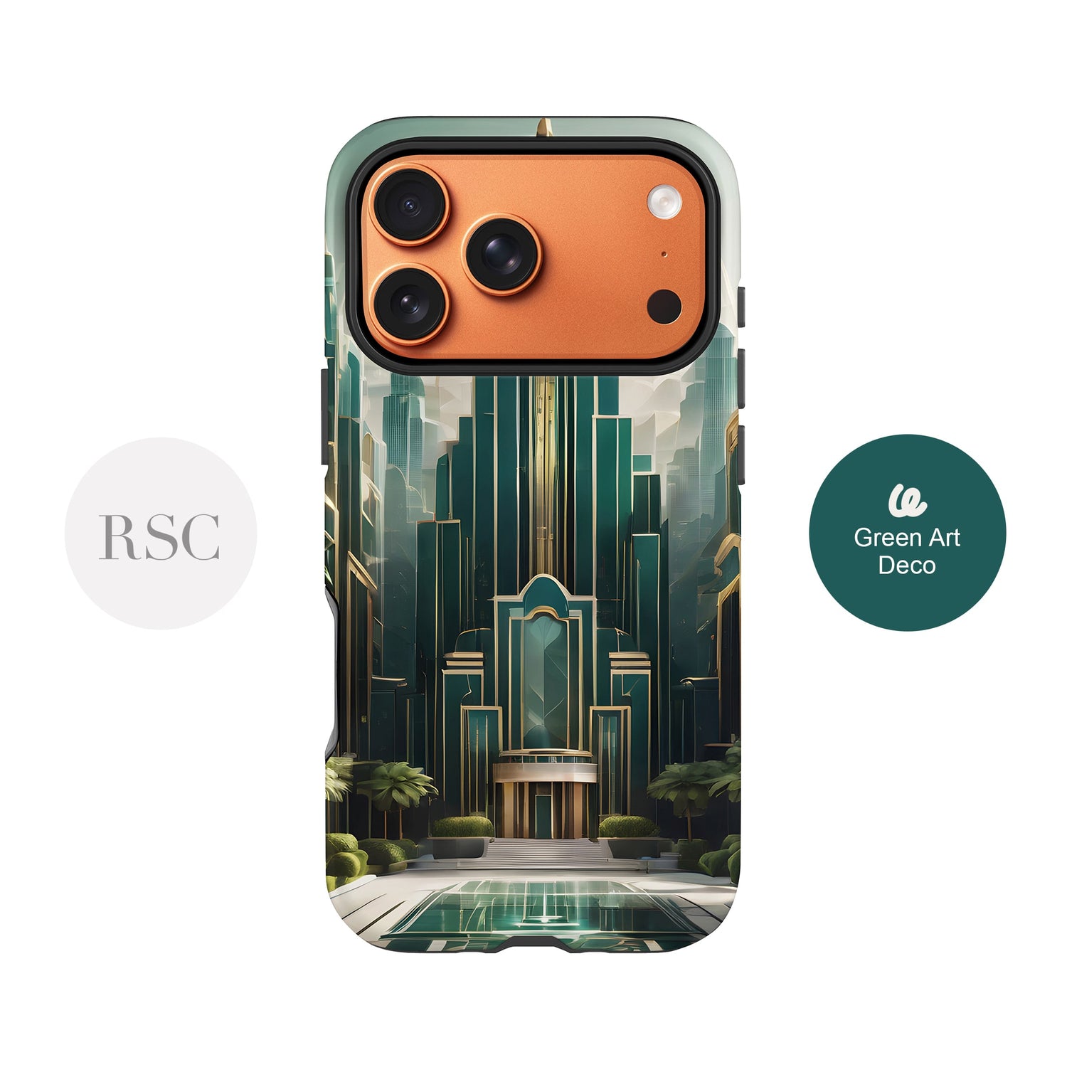 Green Art Deco City Print Case Phone Case