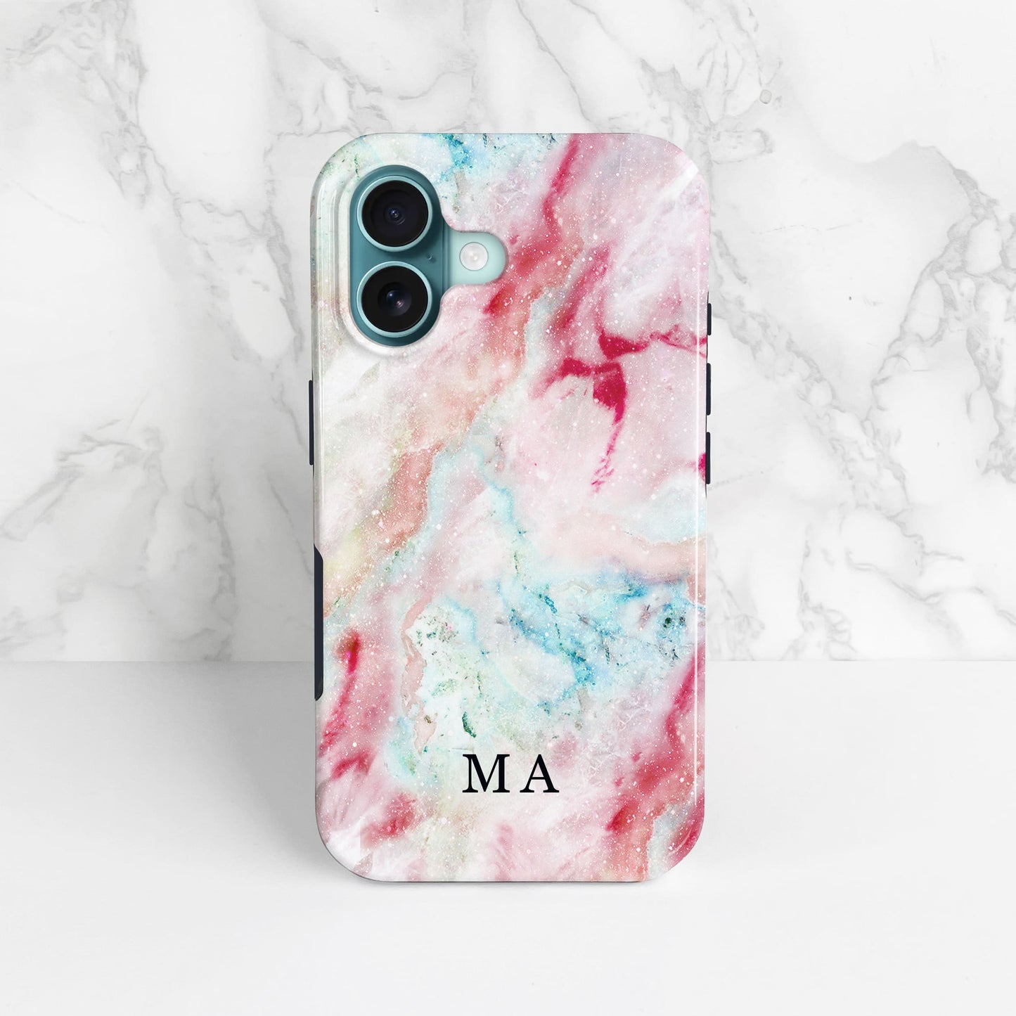 Abstract Red Marble Custom Initials Case Phone Case