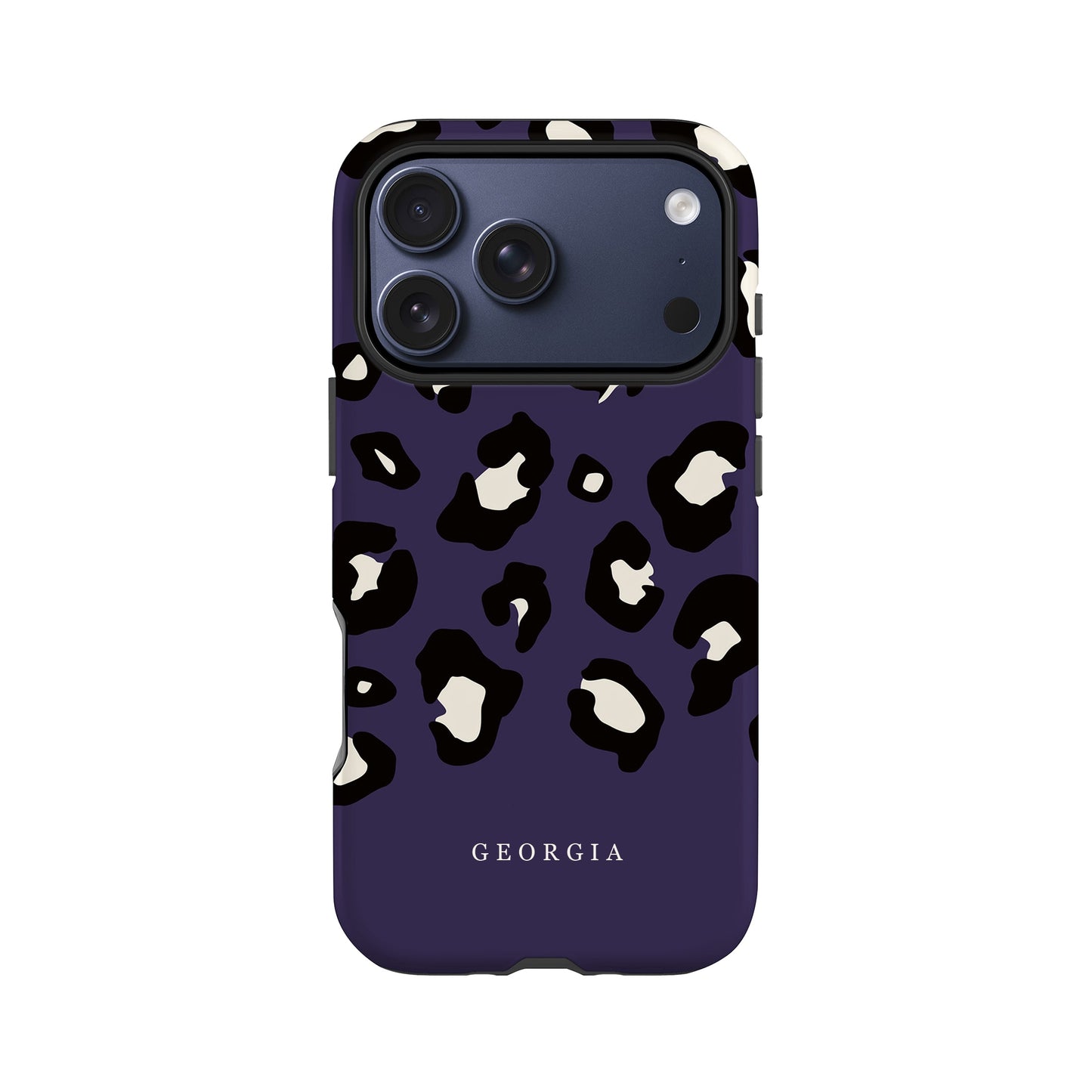 Dark Purple Custom Name Leopard Print Pattern Phone Case iPhone 17 Pro Phone Case