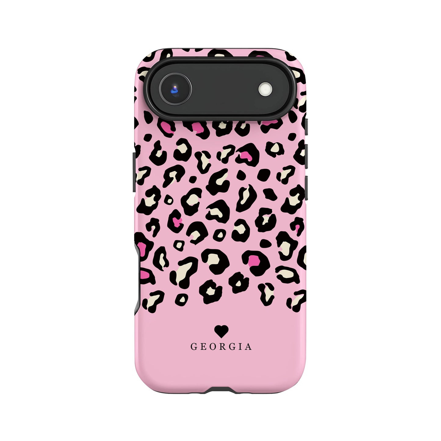 Pink Heart Personalised Leopard Print Case iPhone 17 Air Phone Case