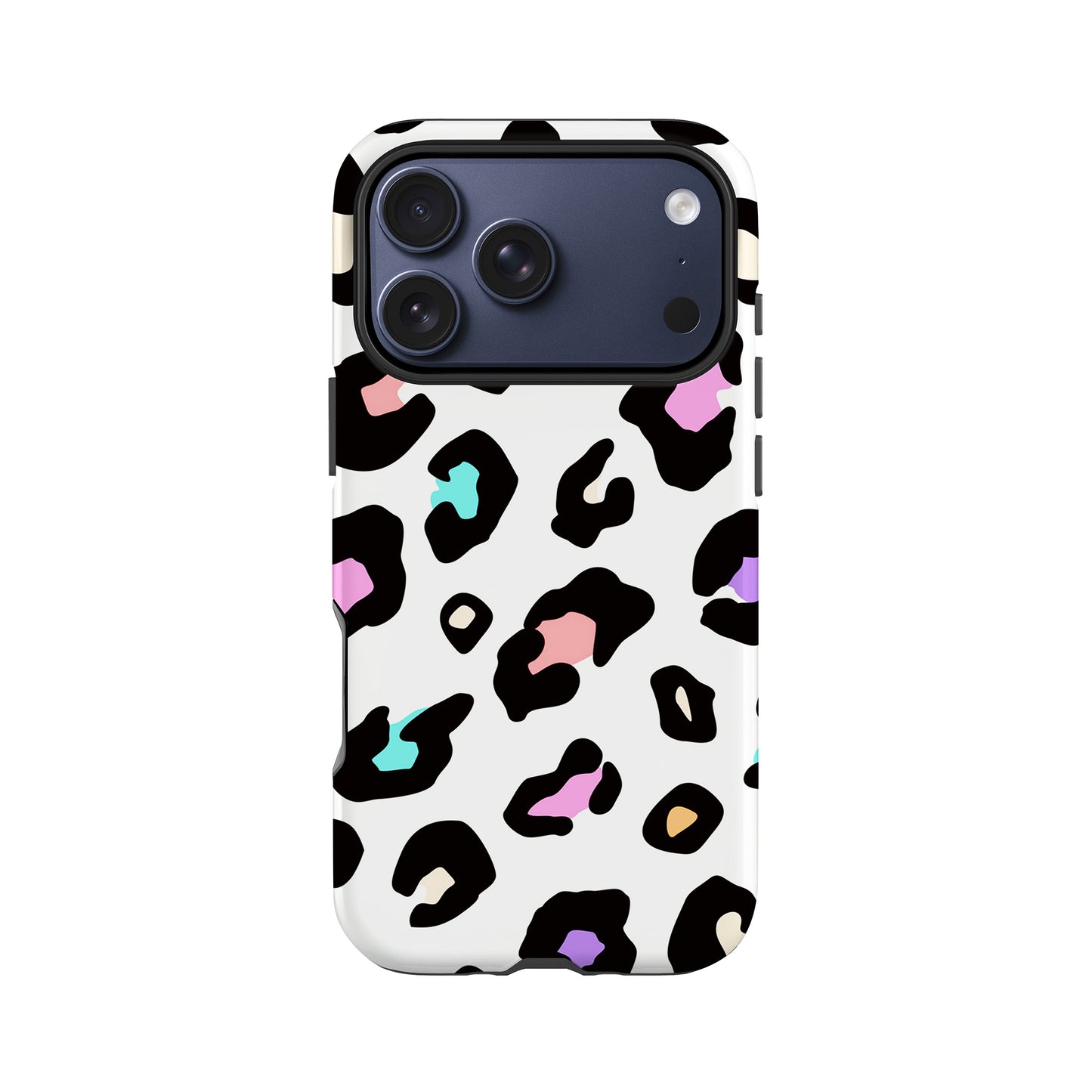 White Rainbow Leopard Skin Spots Case iPhone 17 Pro Phone Case