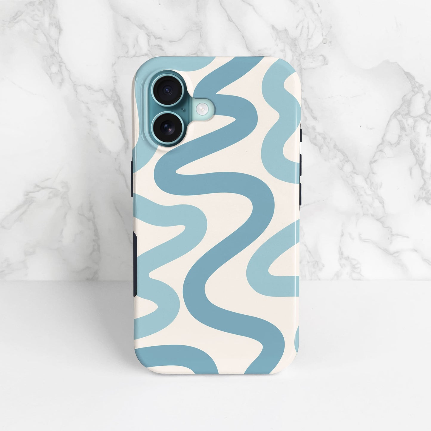 Light Blue Wavy Pattern Print Case Phone Case