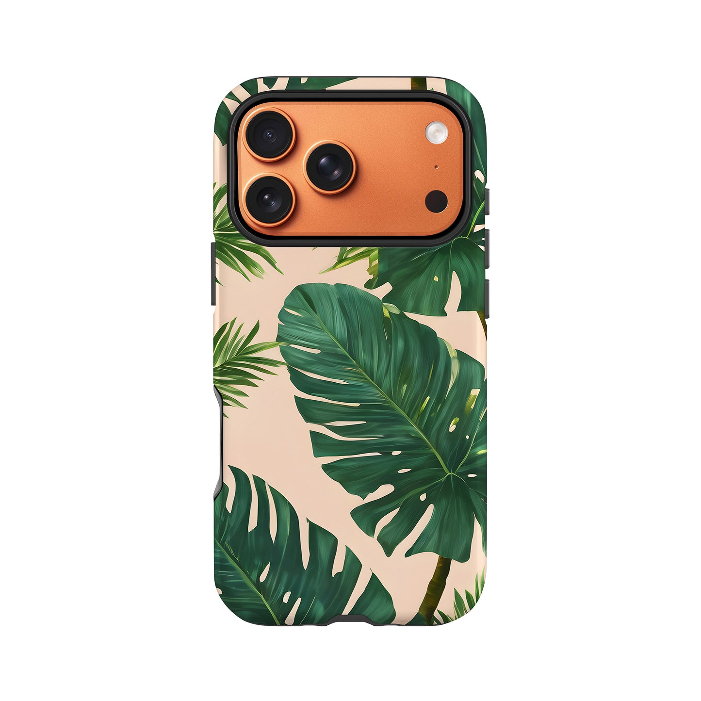 Peach Tropical Palm Leaf Print Case iPhone 17 Pro Phone Case