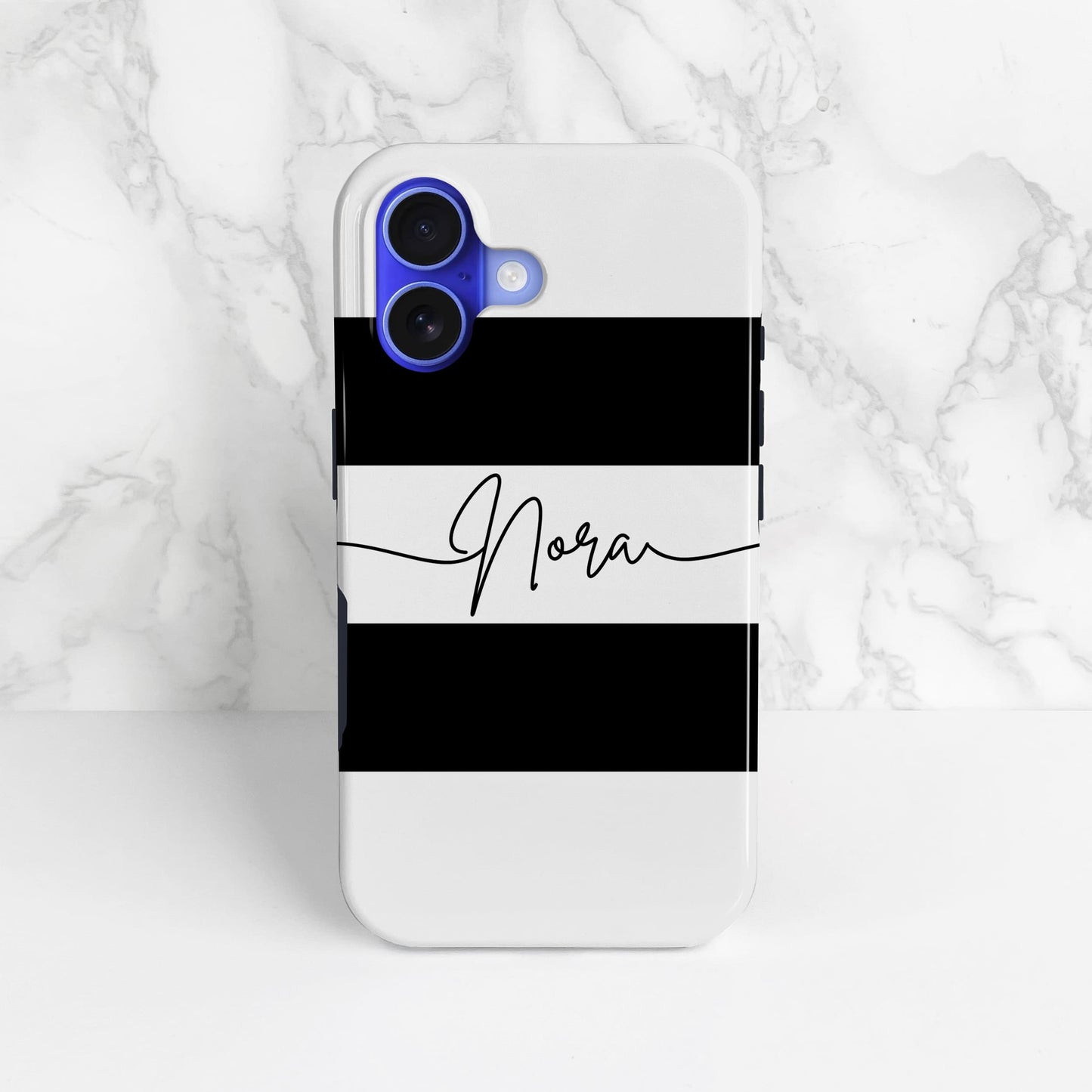 Personalised Name & Heart Black Stripe Case Phone Case