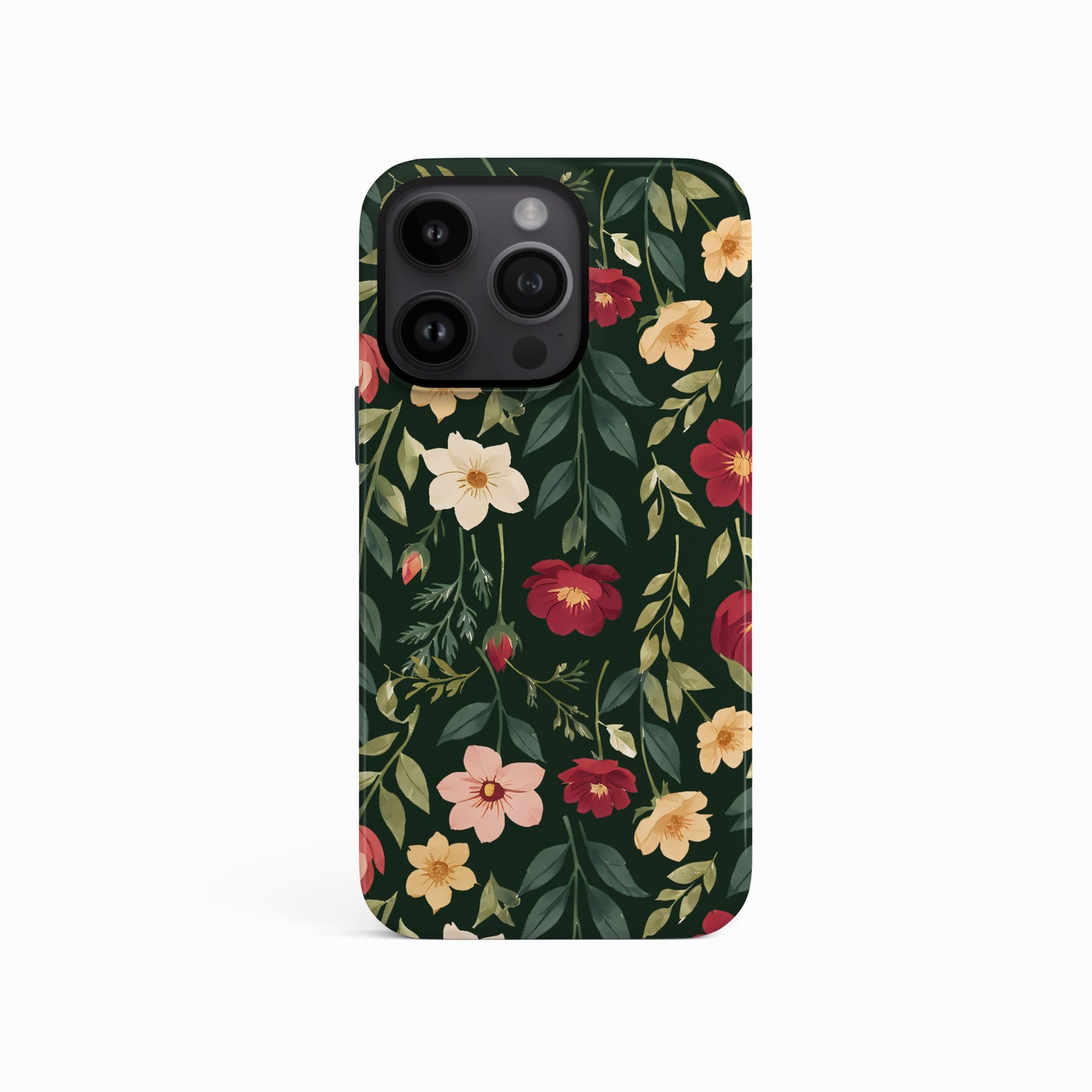 Dark Green Multicolour Floral Print Case iPhone 16 Pro Phone Case
