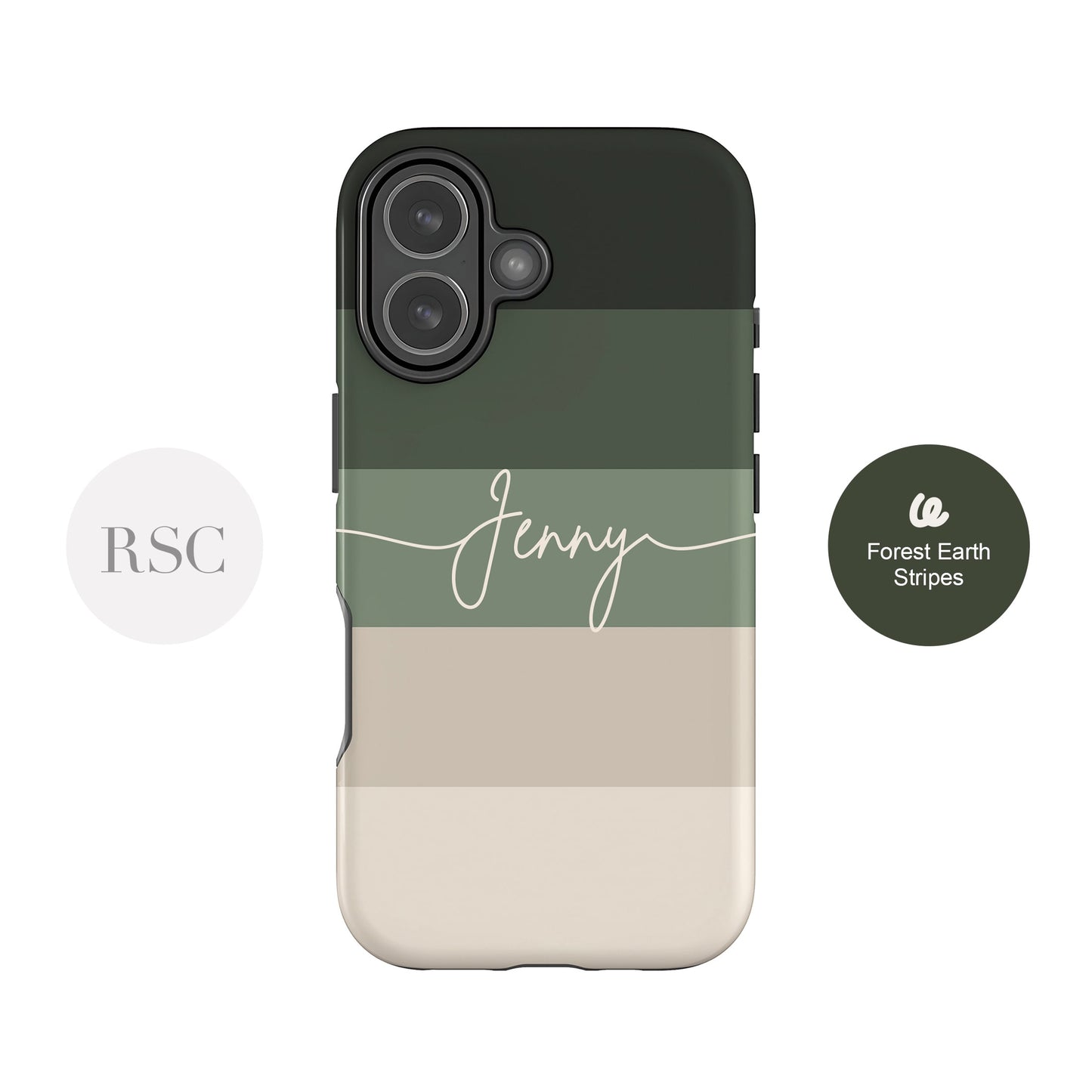 Custom Forest Green Earth Stripes Case