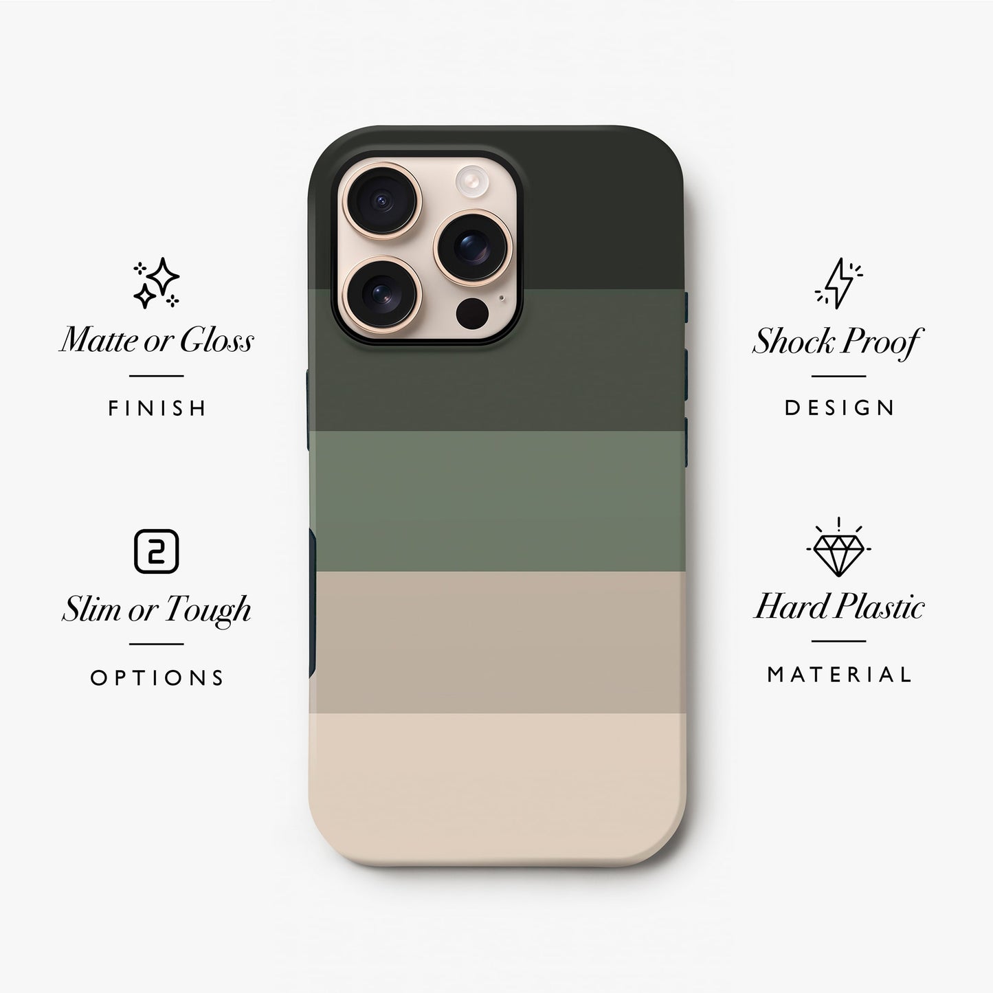 Custom Forest Green Earth Stripes Case