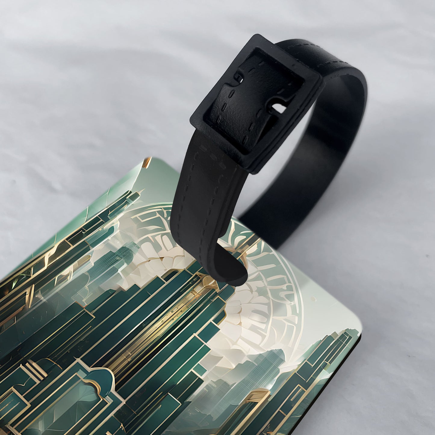 Green Art Deco Personalised Luggage Tag  luggage tag