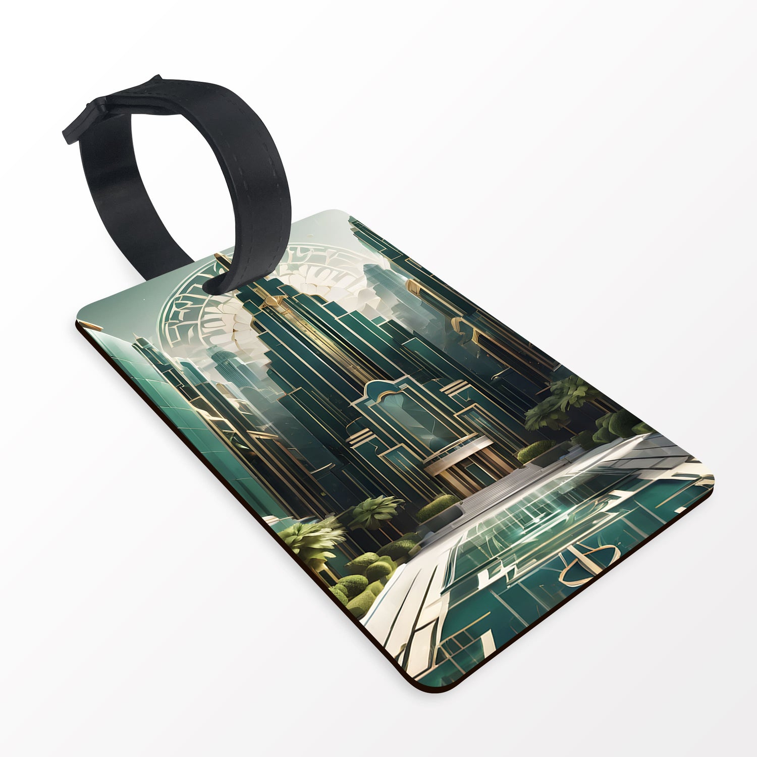 Green Art Deco Personalised Luggage Tag  luggage tag
