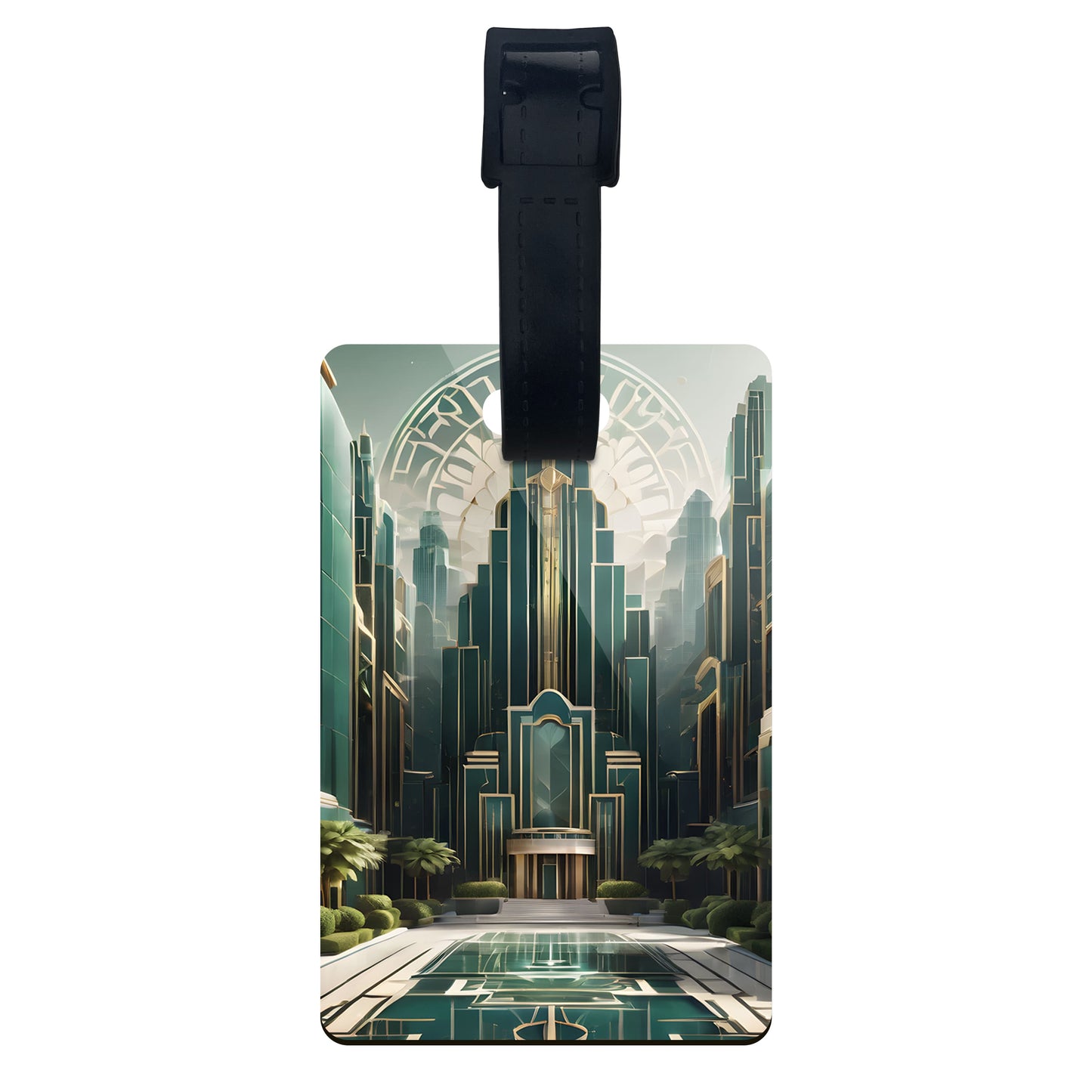 Green Art Deco Personalised Luggage Tag  luggage tag