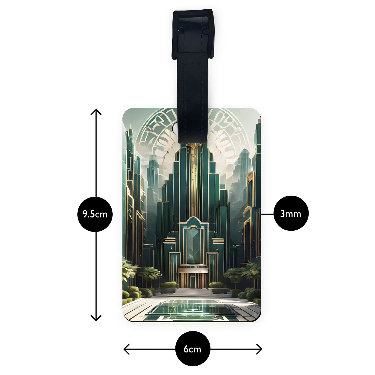 Green Art Deco Personalised Luggage Tag  luggage tag