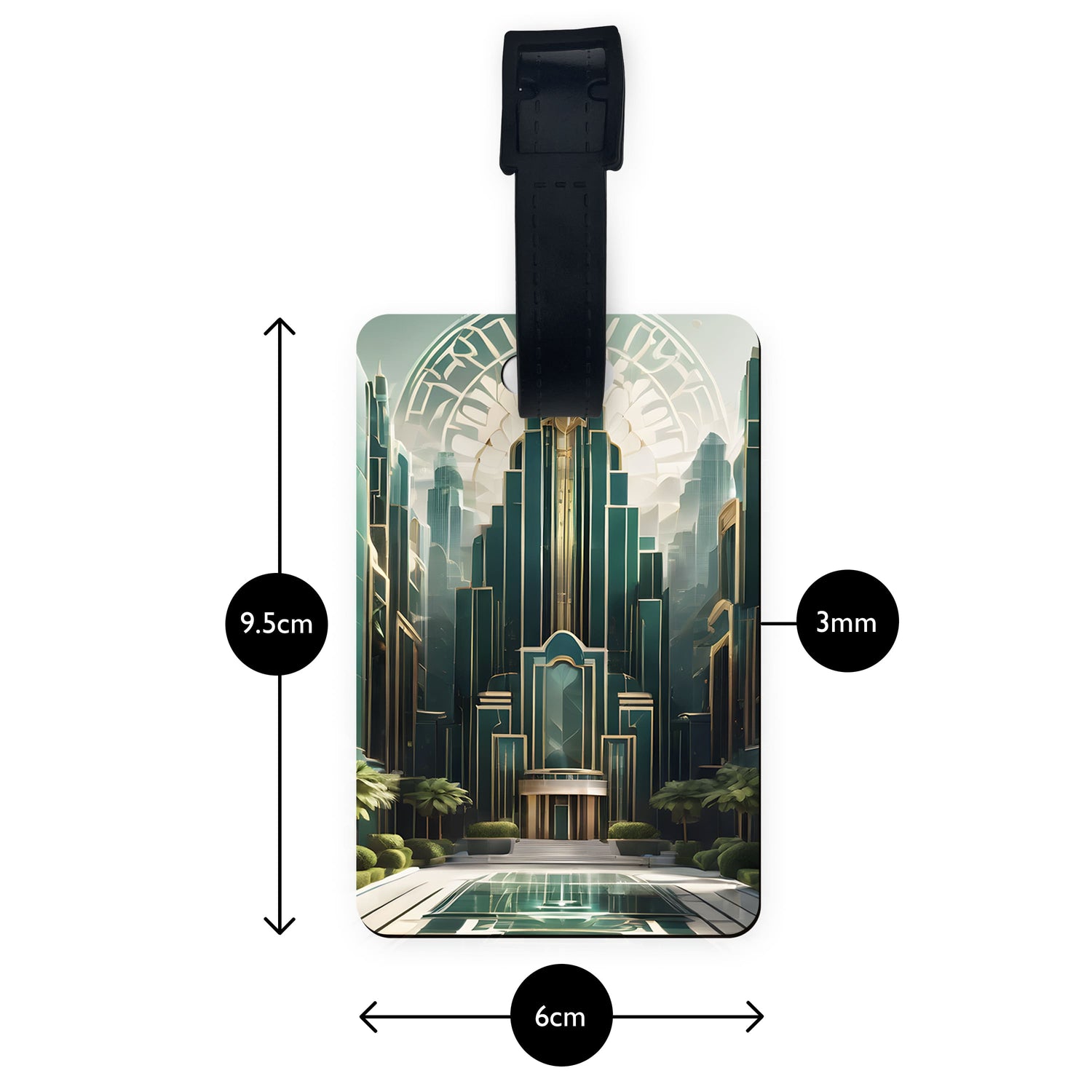 Green Art Deco Personalised Luggage Tag  luggage tag