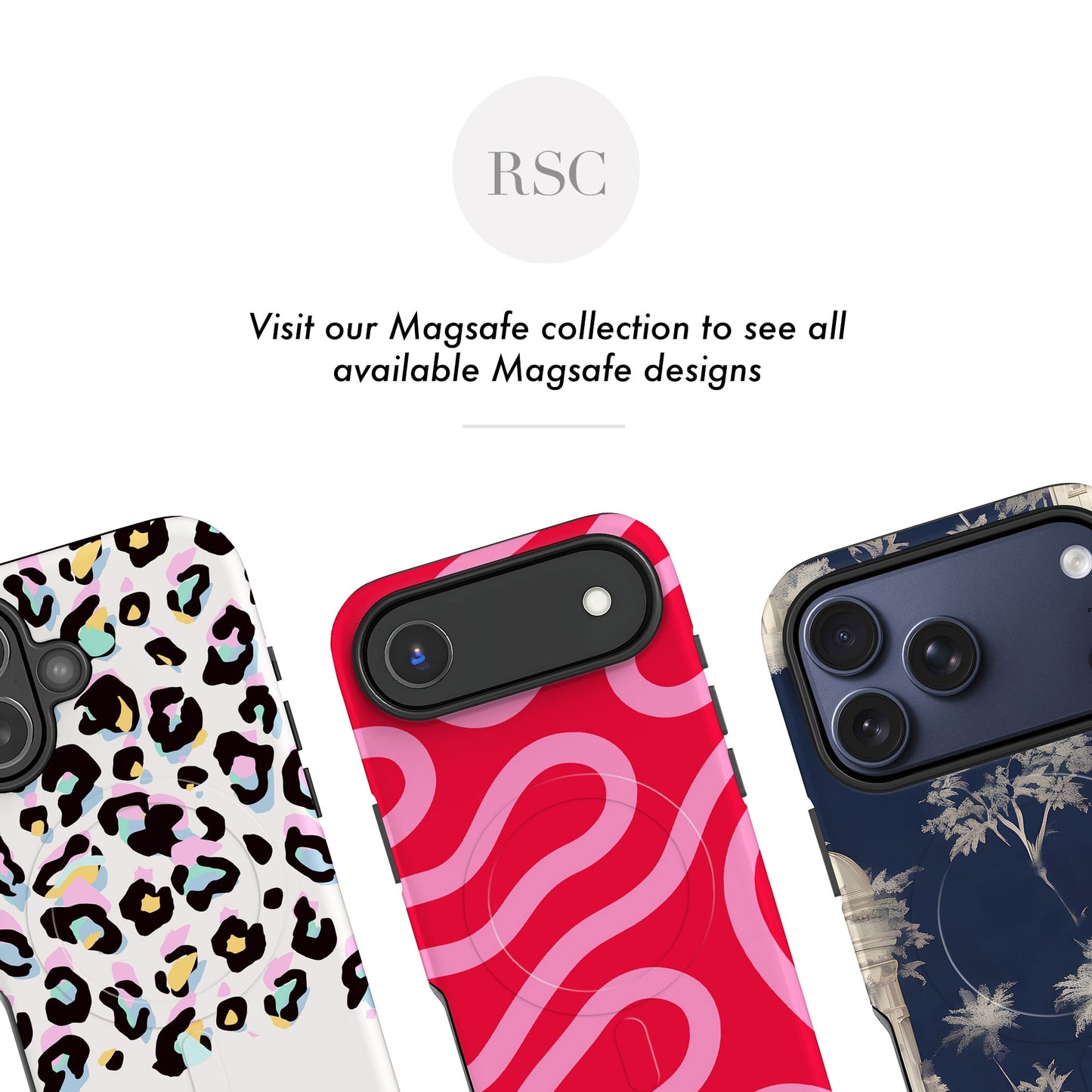 Teal Blue Floral Magsafe iPhone Case
