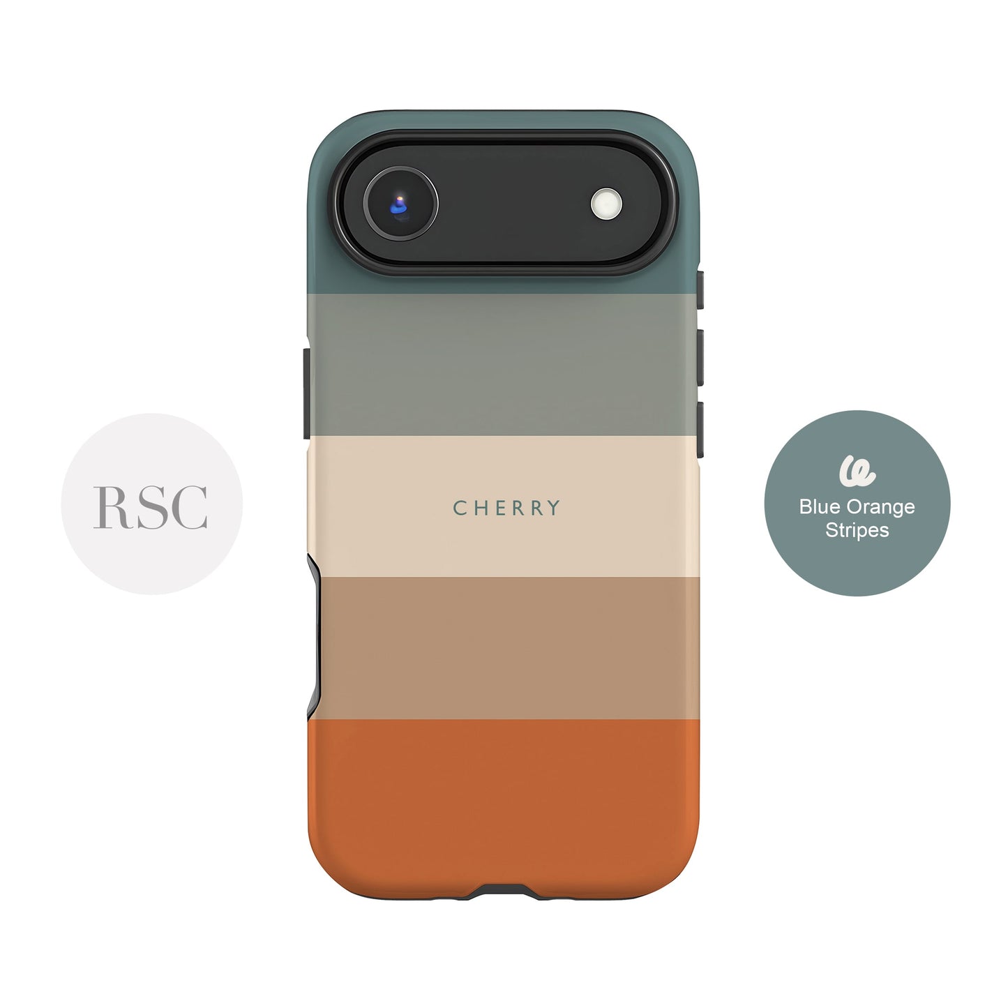 Custom Muted Blue Orange Stripe Case