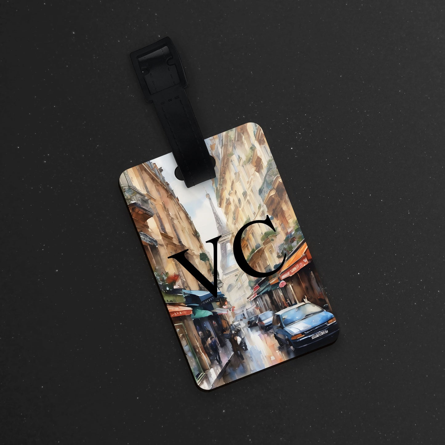 Personalised Initials Paris Art Luggage Tag  luggage tag
