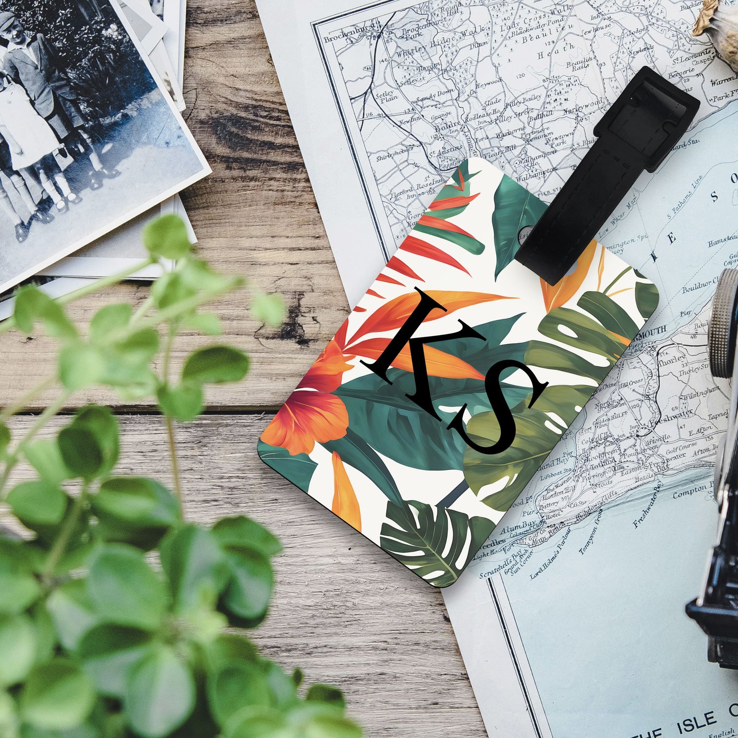 Personalised Tropical Floral Print Luggage Tag  luggage tag