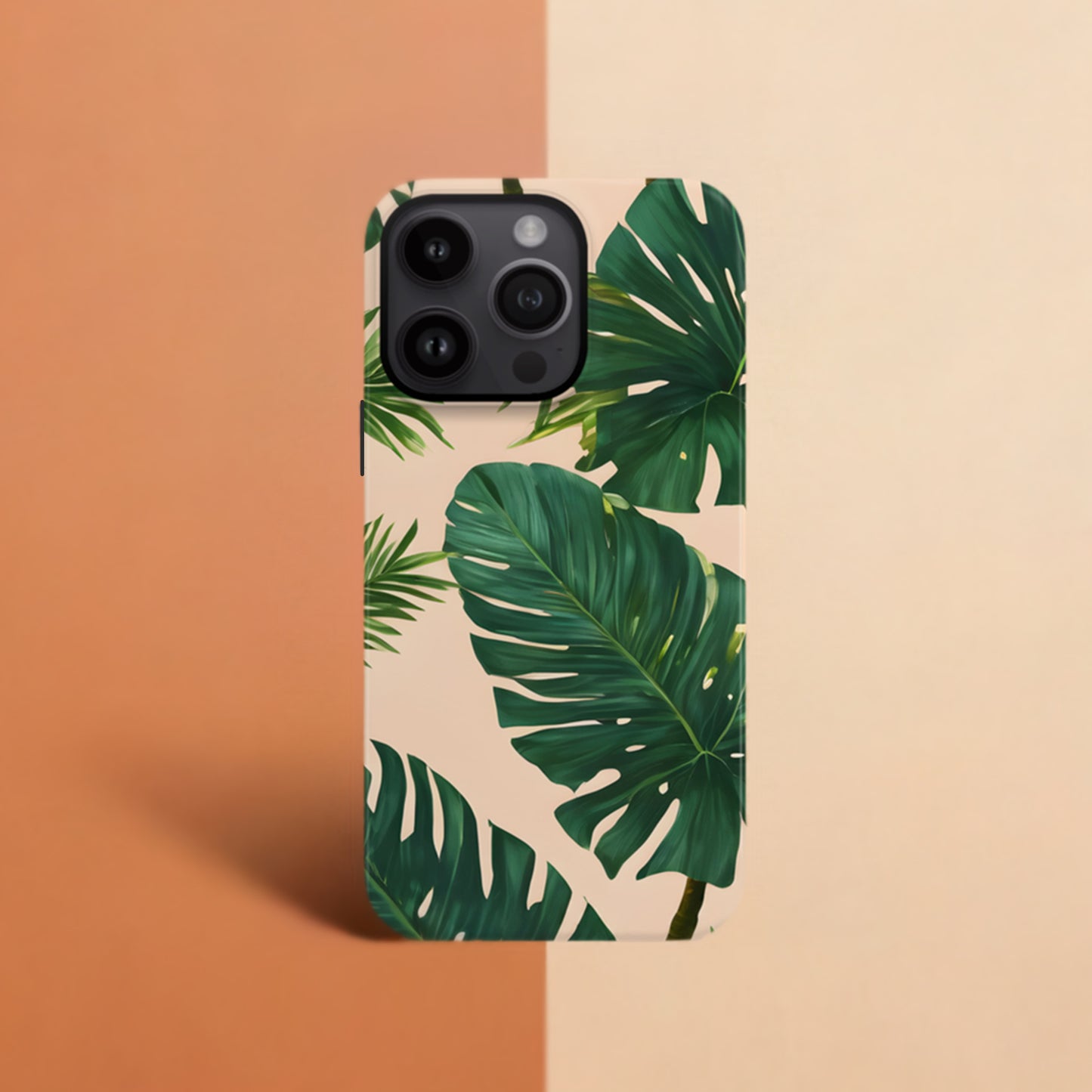 Peach Tropical Palm Leaf Print Case Phone Case