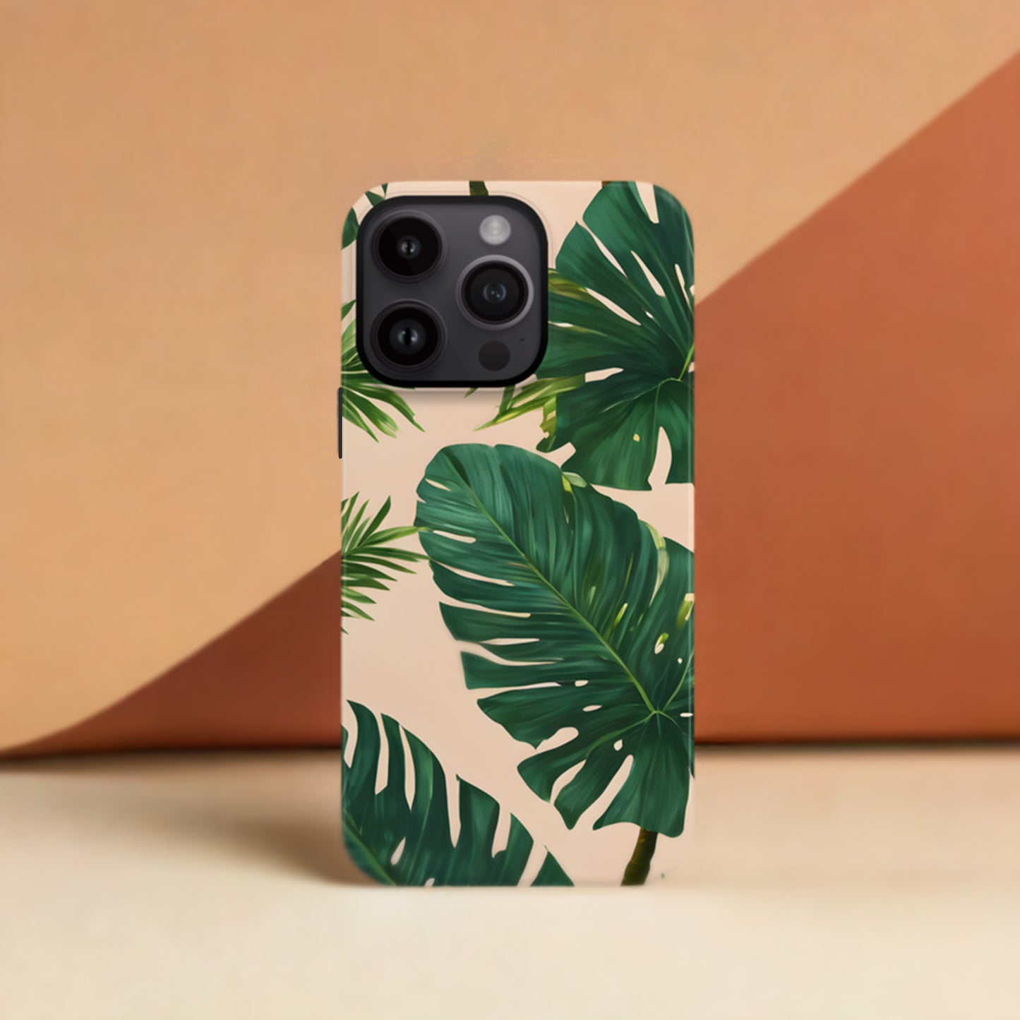 Peach Tropical Palm Leaf Print Case Phone Case