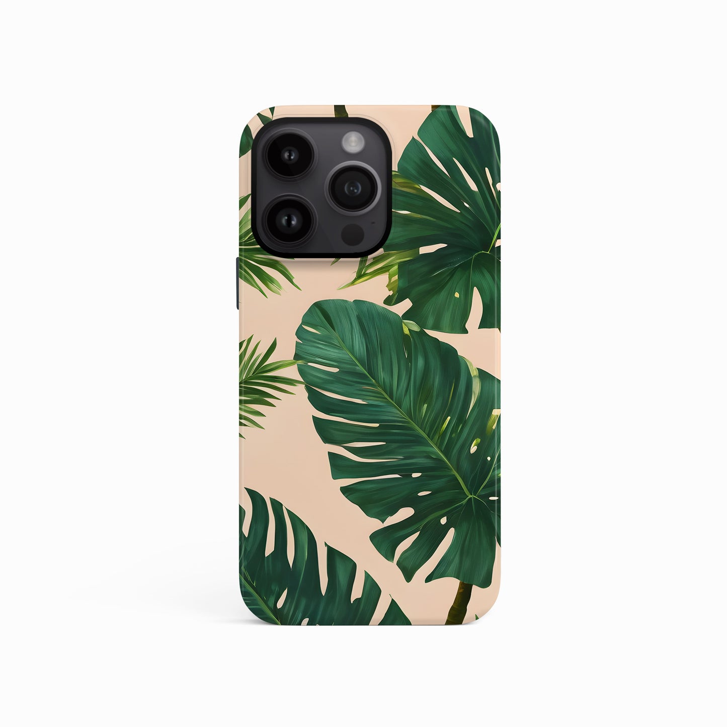 Peach Tropical Palm Leaf Print Case iPhone 16 Pro Phone Case