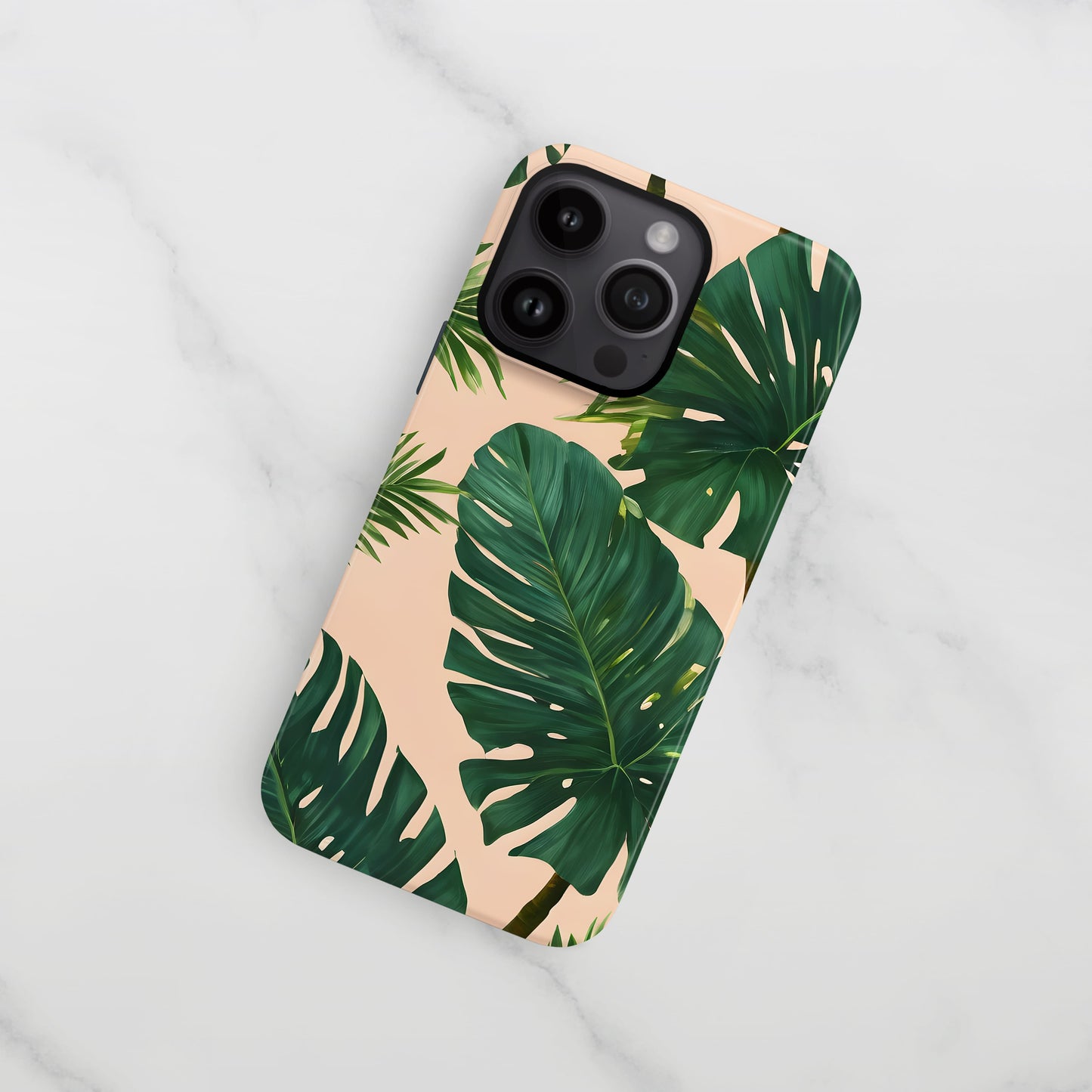 Peach Tropical Palm Leaf Print Case Phone Case