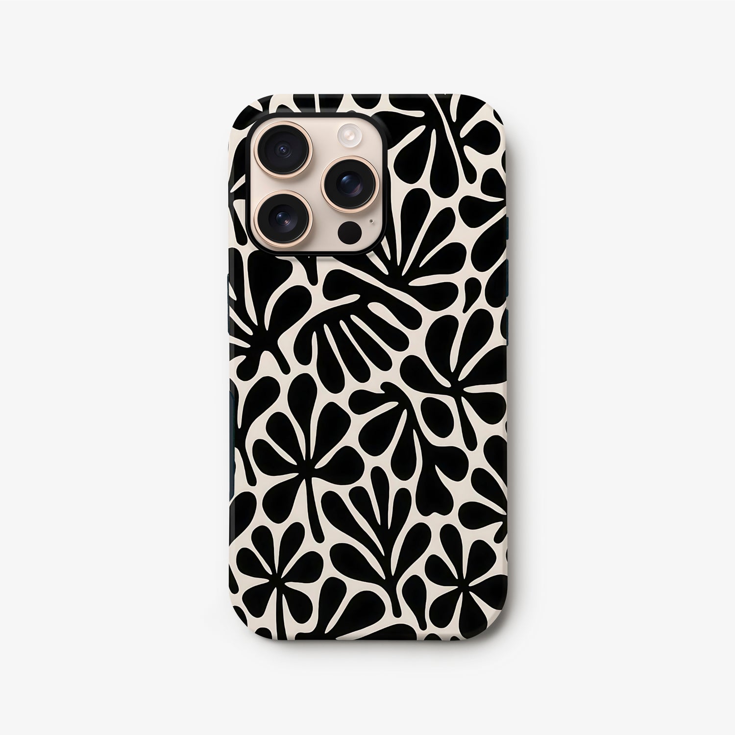 Black Cream Matisse Floral Print Case iPhone 16 Phone Case