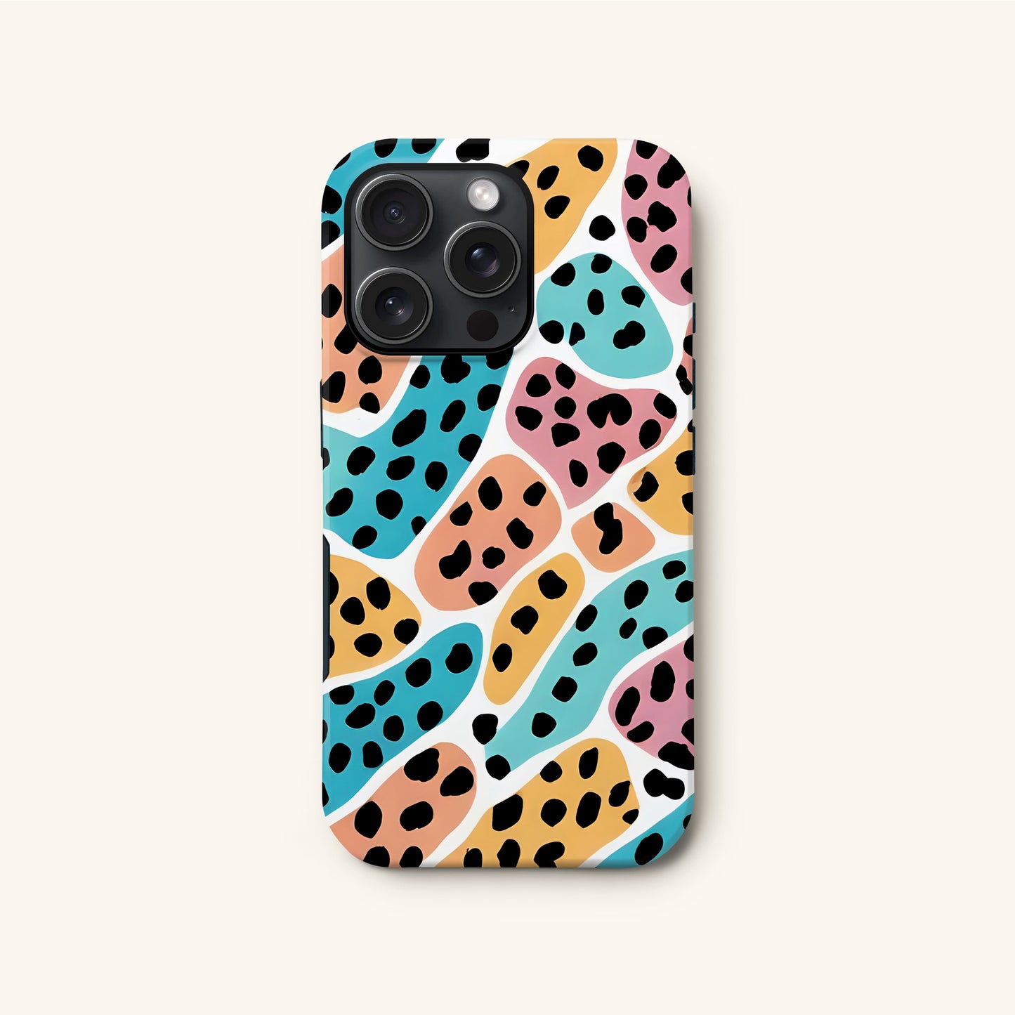 Abstract Colour Block Leopard Print Case iPhone 16 Phone Case