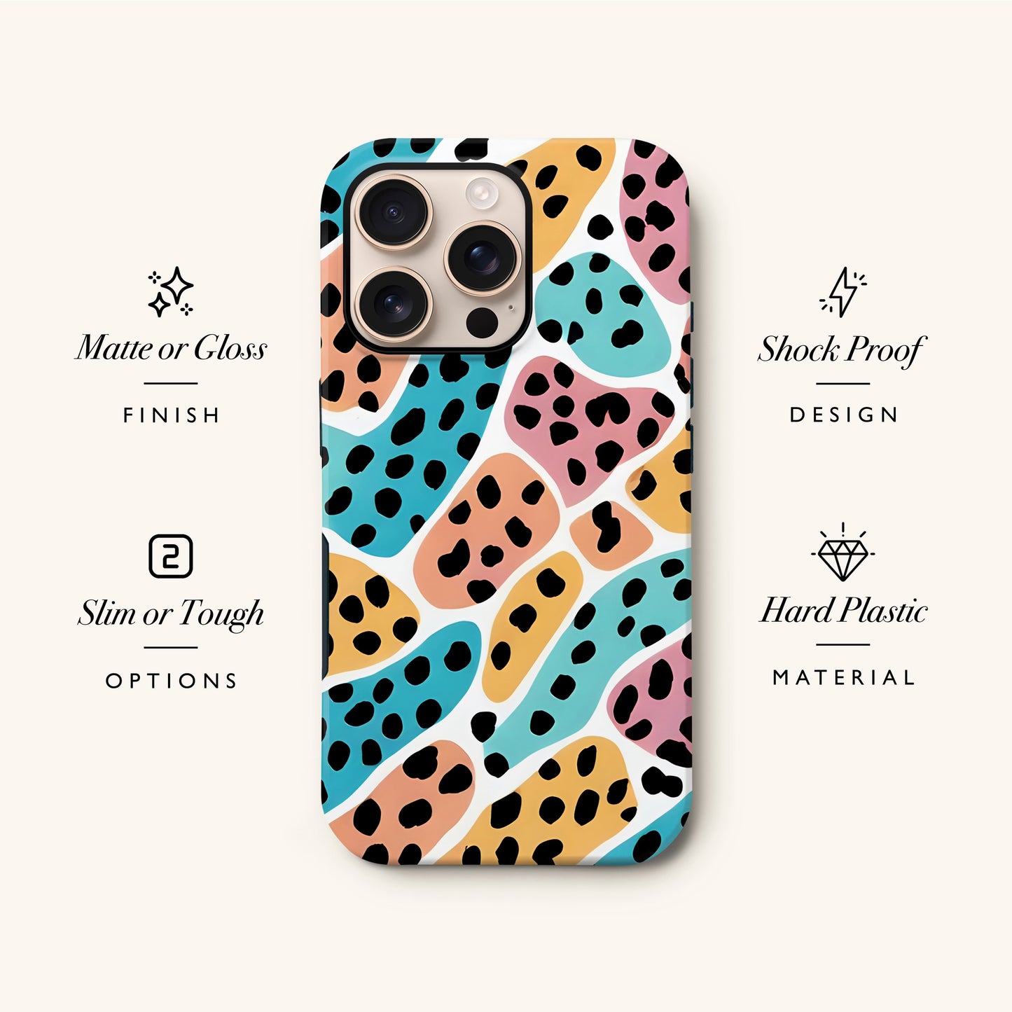 Abstract Colour Block Leopard Print Case Phone Case