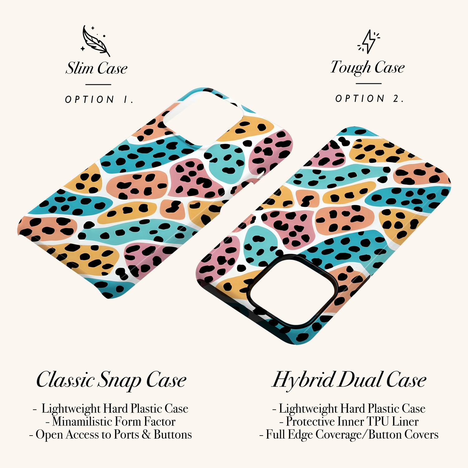 Abstract Colour Block Leopard Print Case Phone Case