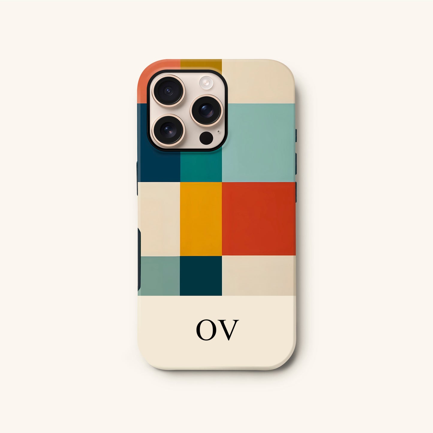 Retro Colour Blocks Custom Initials Phone Case iPhone 16 Phone Case
