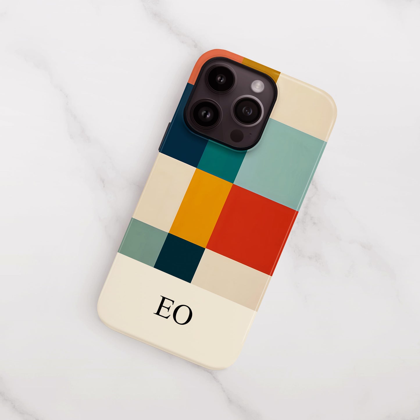 Retro Colour Blocks Custom Initials Phone Case Phone Case