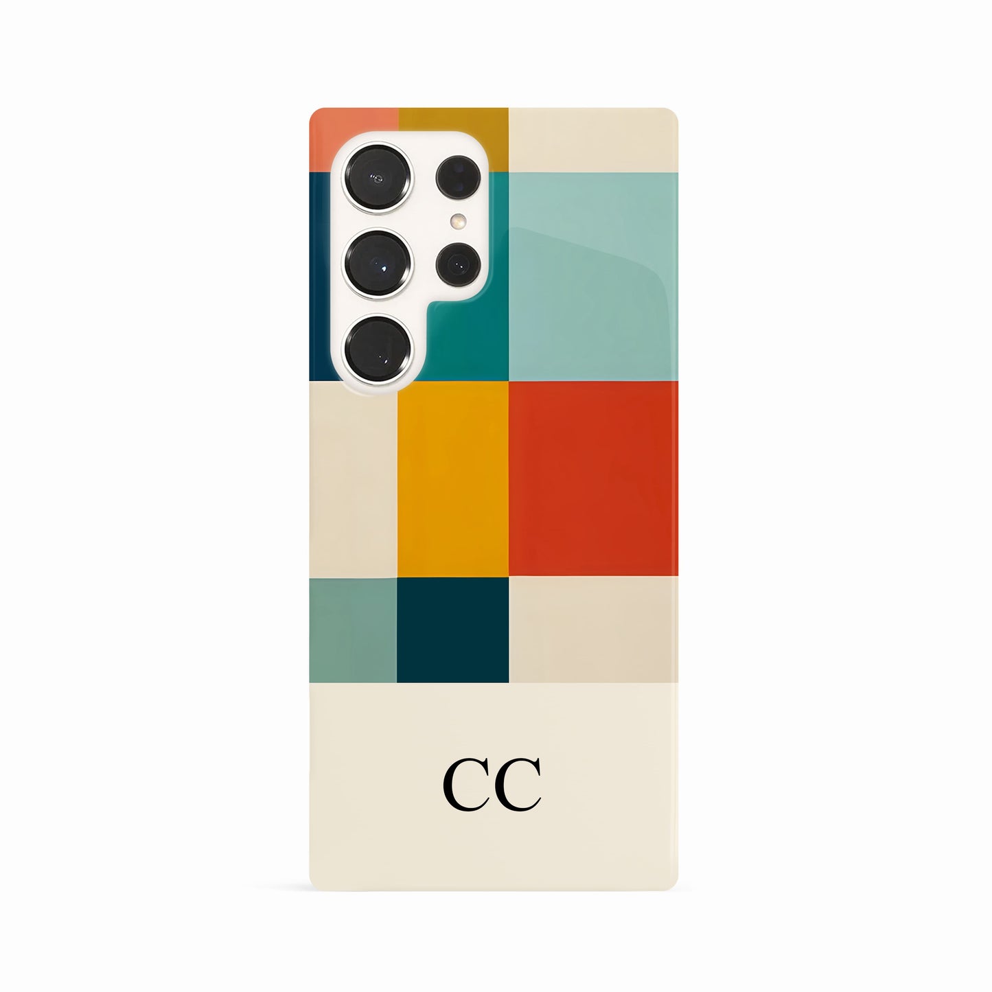 Retro Colour Blocks Custom Initials Phone Case Phone Case