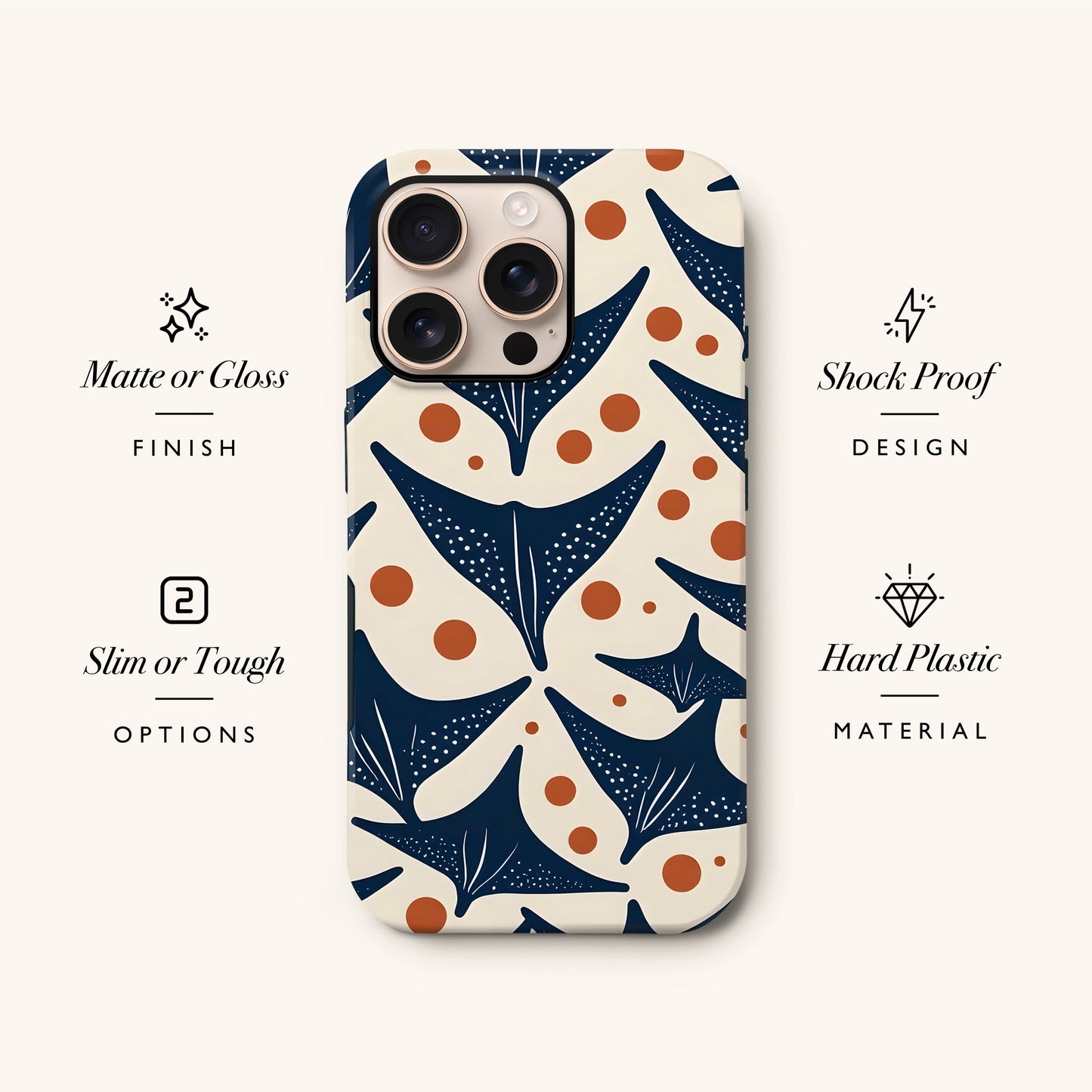 Abstract Manta Ray Pattern Case Phone Case