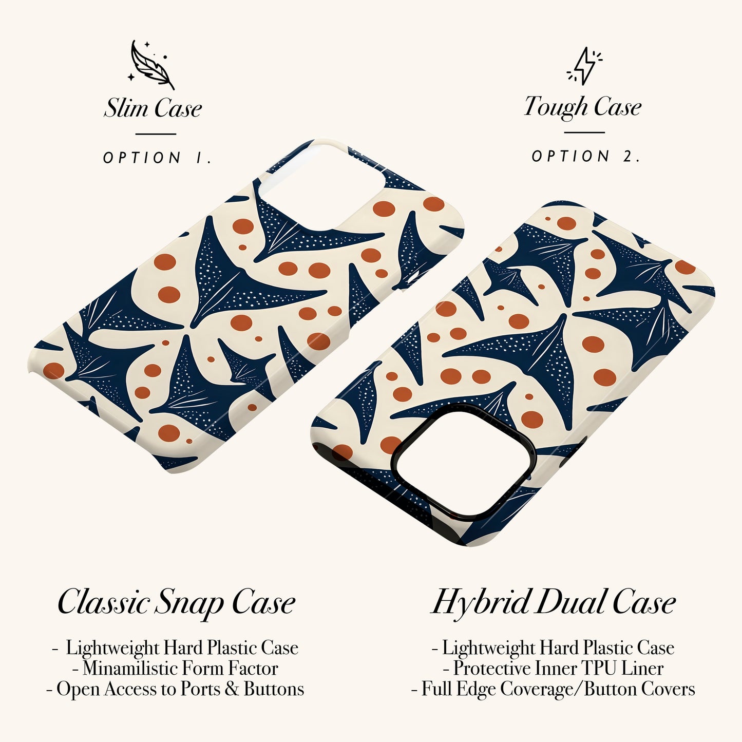 Abstract Manta Ray Pattern Case Phone Case