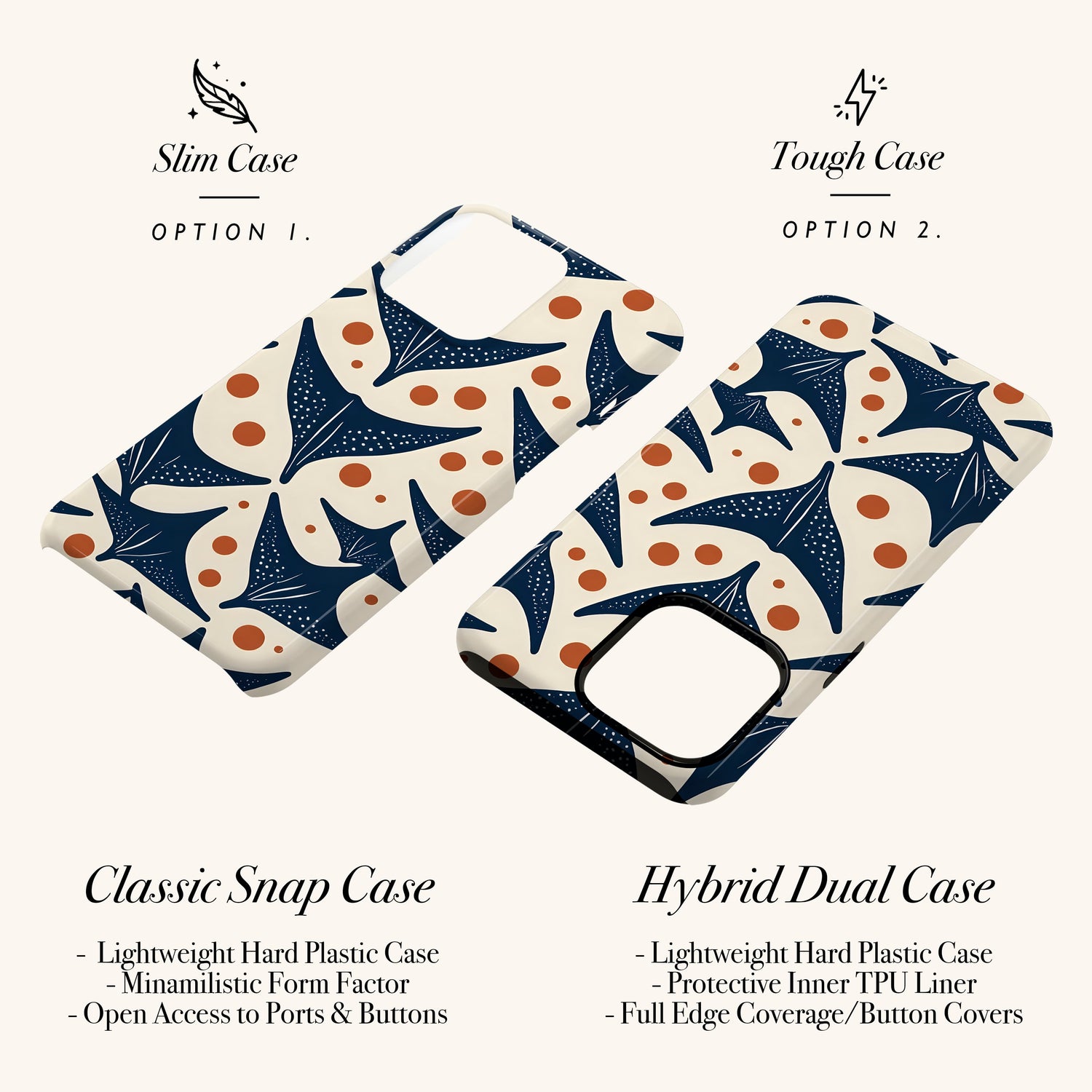 Abstract Manta Ray Pattern Case Phone Case